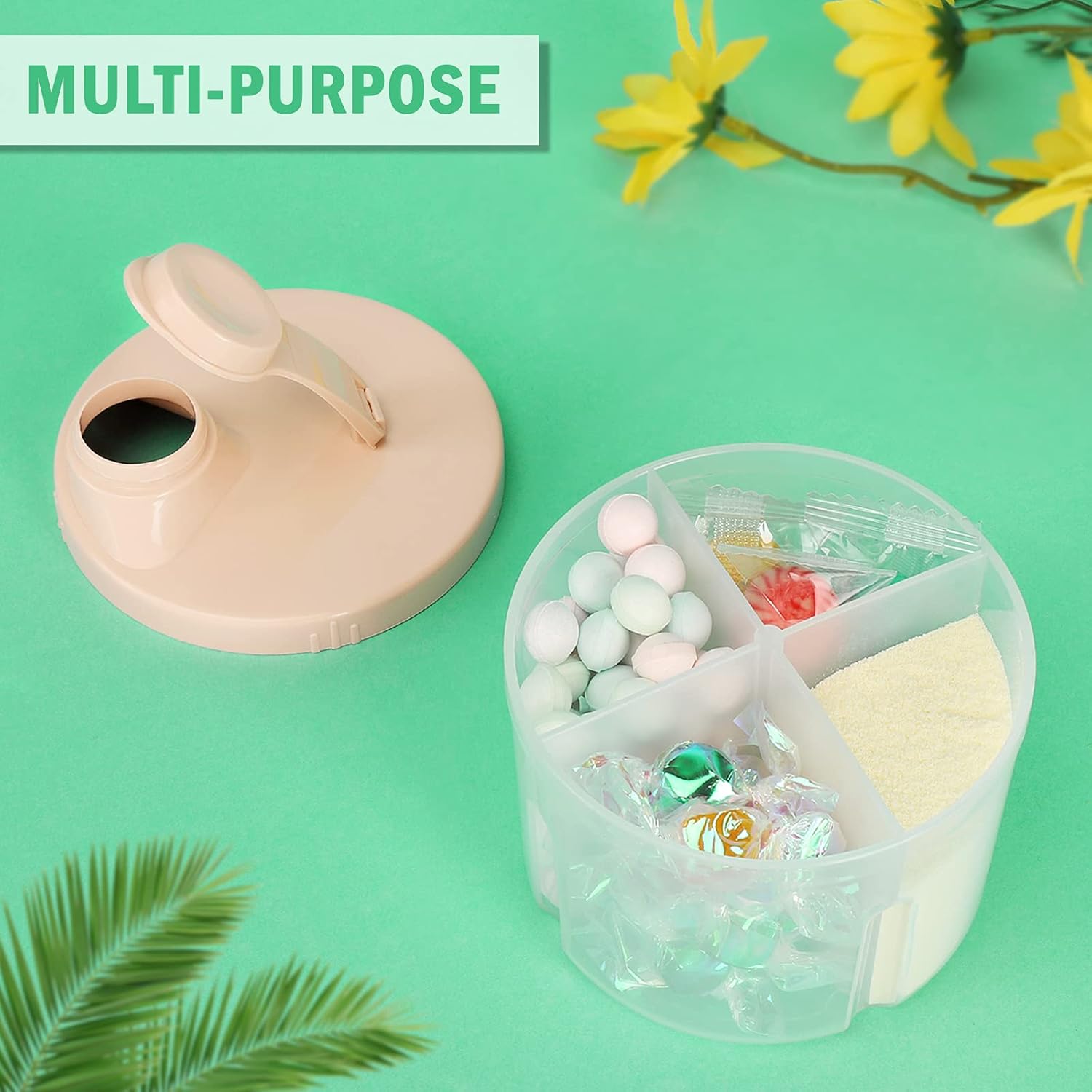 Baby Formula Dispenser On The Go, Non-Spill Rotating Four-Compartment Formula Container to Go, Milk Powder Kids Snack Container for Infant Toddler Travel Outdoor, Pink - Image 4