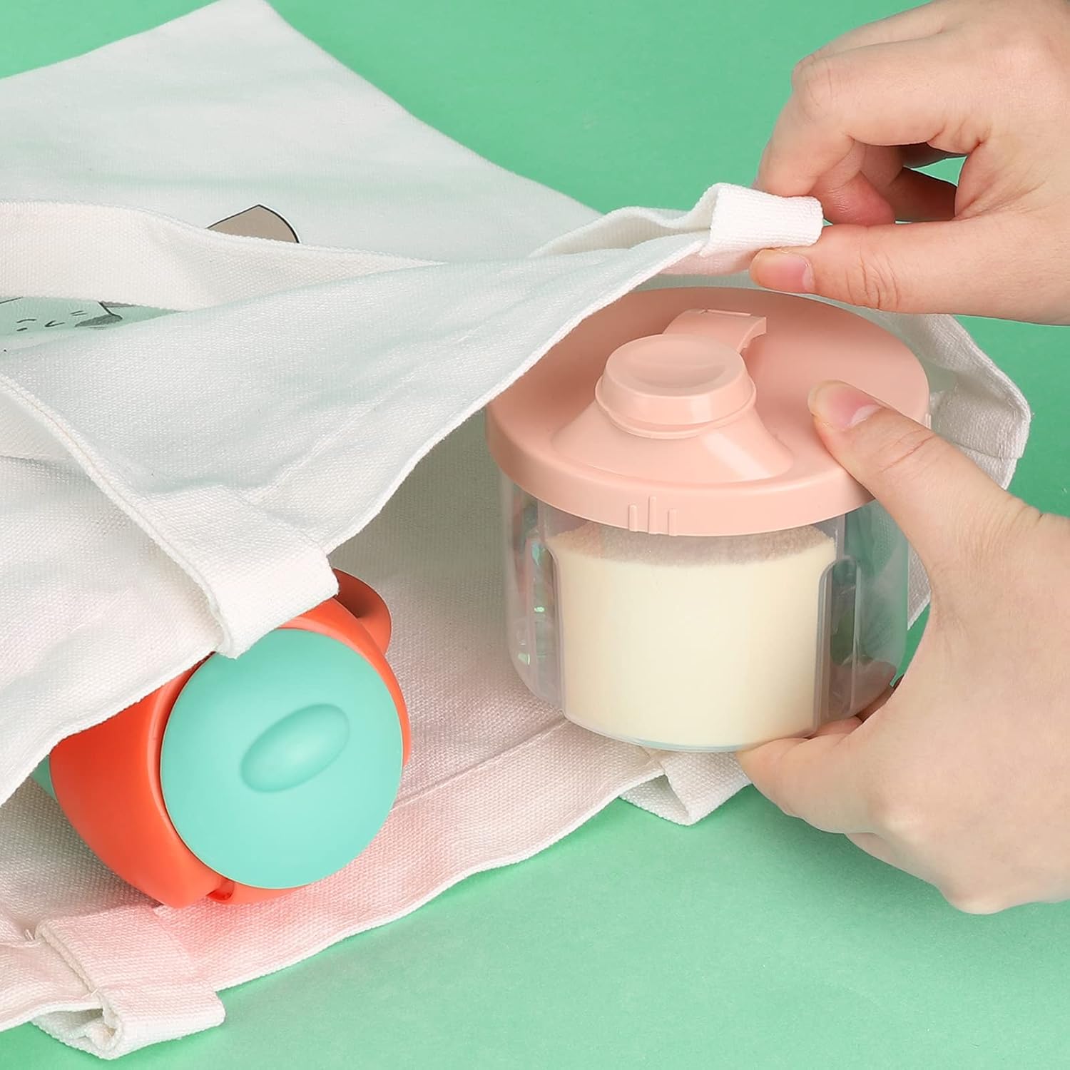 Baby Formula Dispenser On The Go, Non-Spill Rotating Four-Compartment Formula Container to Go, Milk Powder Kids Snack Container for Infant Toddler Travel Outdoor, Pink - Image 6