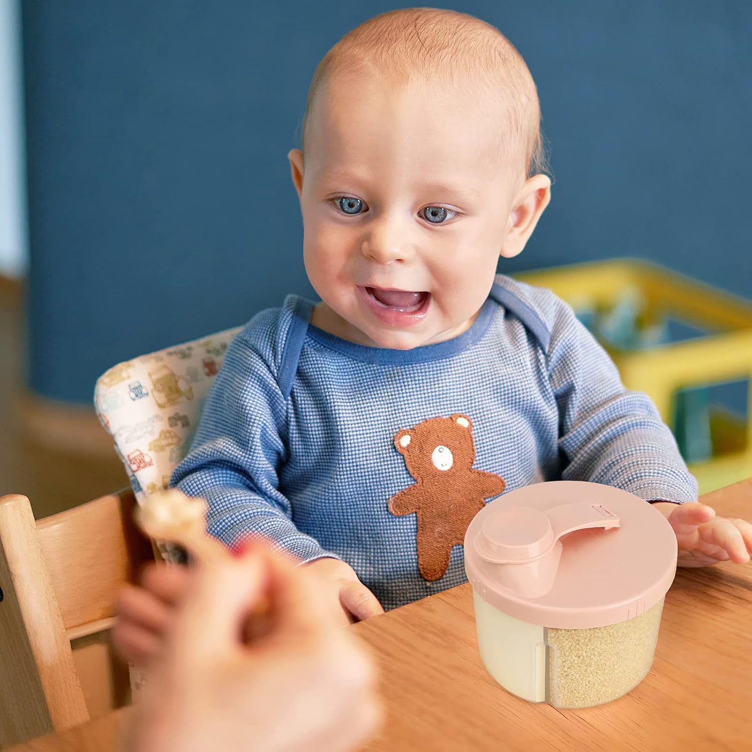 Baby Formula Dispenser On The Go, Non-Spill Rotating Four-Compartment Formula Container to Go, Milk Powder Kids Snack Container for Infant Toddler Travel Outdoor, Pink - Image 7