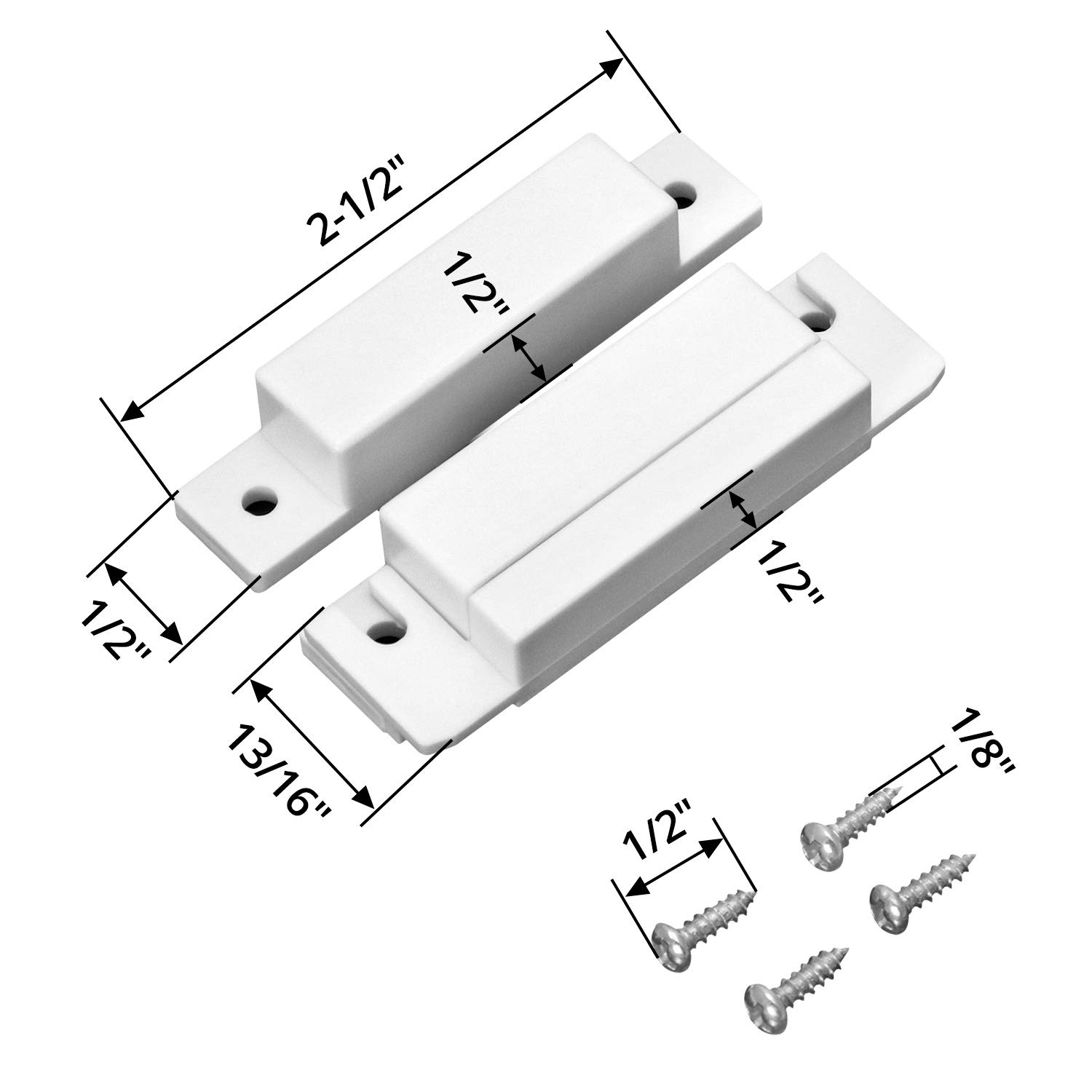 MC-31 Wired Surface-Mounted NC Magnetic Door Window Contact Sensor Alarm Reed Switch, White, Pack of 5 with 20 Screws - Image 3