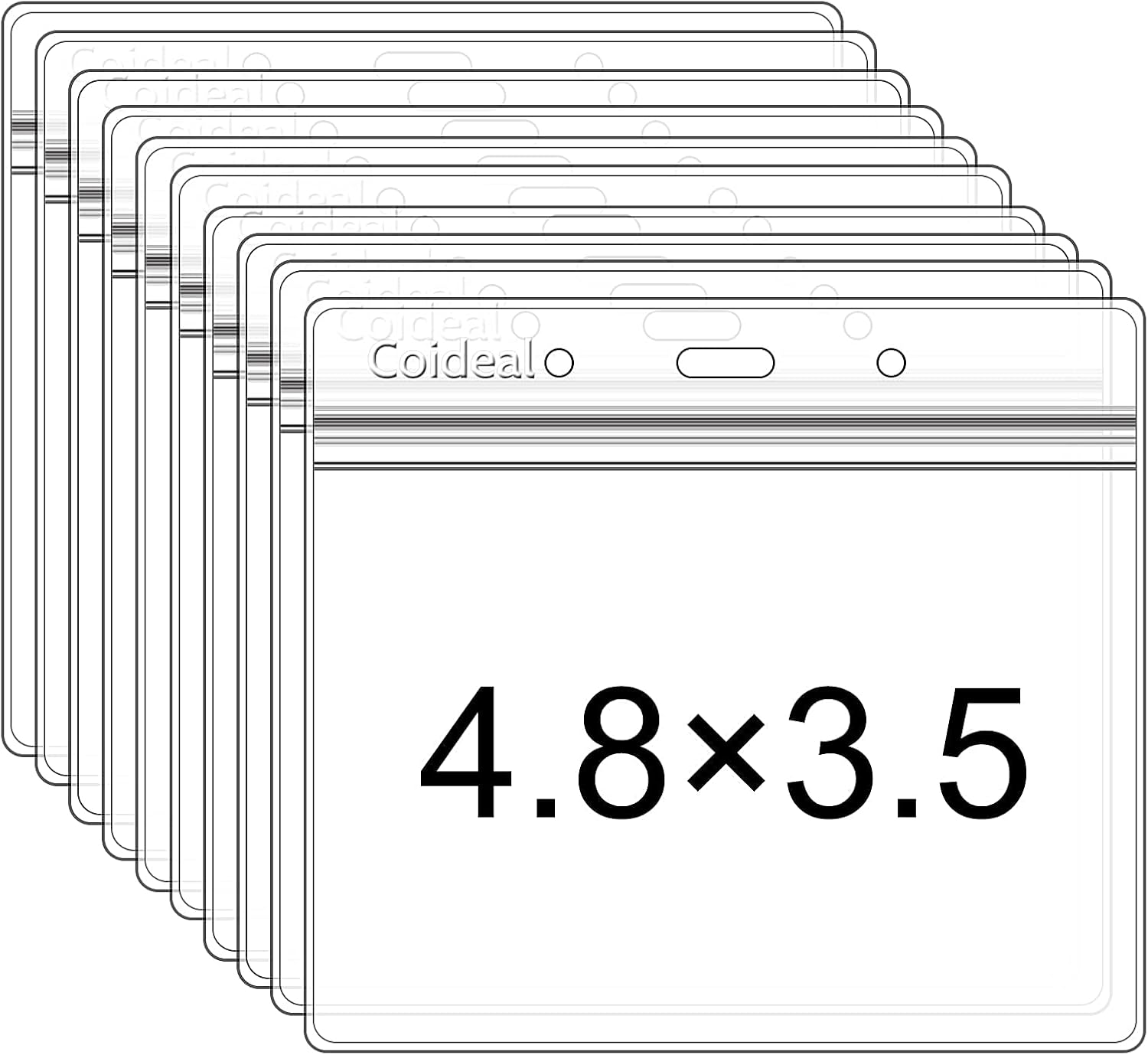 Clear Plastic Horizontal Badge Holder -  12 Pcs Thick Name Tag ID Card Protector Holders Large Transparent Sleeve Waterproof (4.8 x 3.5 Inch) - Image 1