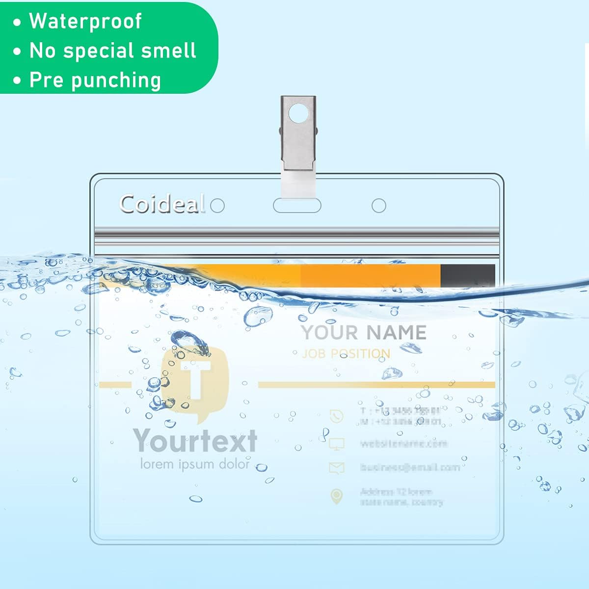 Clear Plastic Horizontal Badge Holder -  12 Pcs Thick Name Tag ID Card Protector Holders Large Transparent Sleeve Waterproof (4.8 x 3.5 Inch) - Image 4