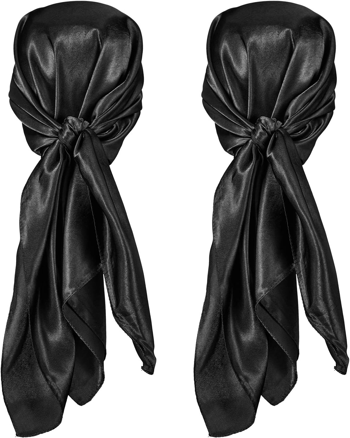 35 Inch Silky Head Scarf 2 Pcs Large Square Neck Scarf Sleeping Hair Wrapping Satin Bandana for Women - Image 1