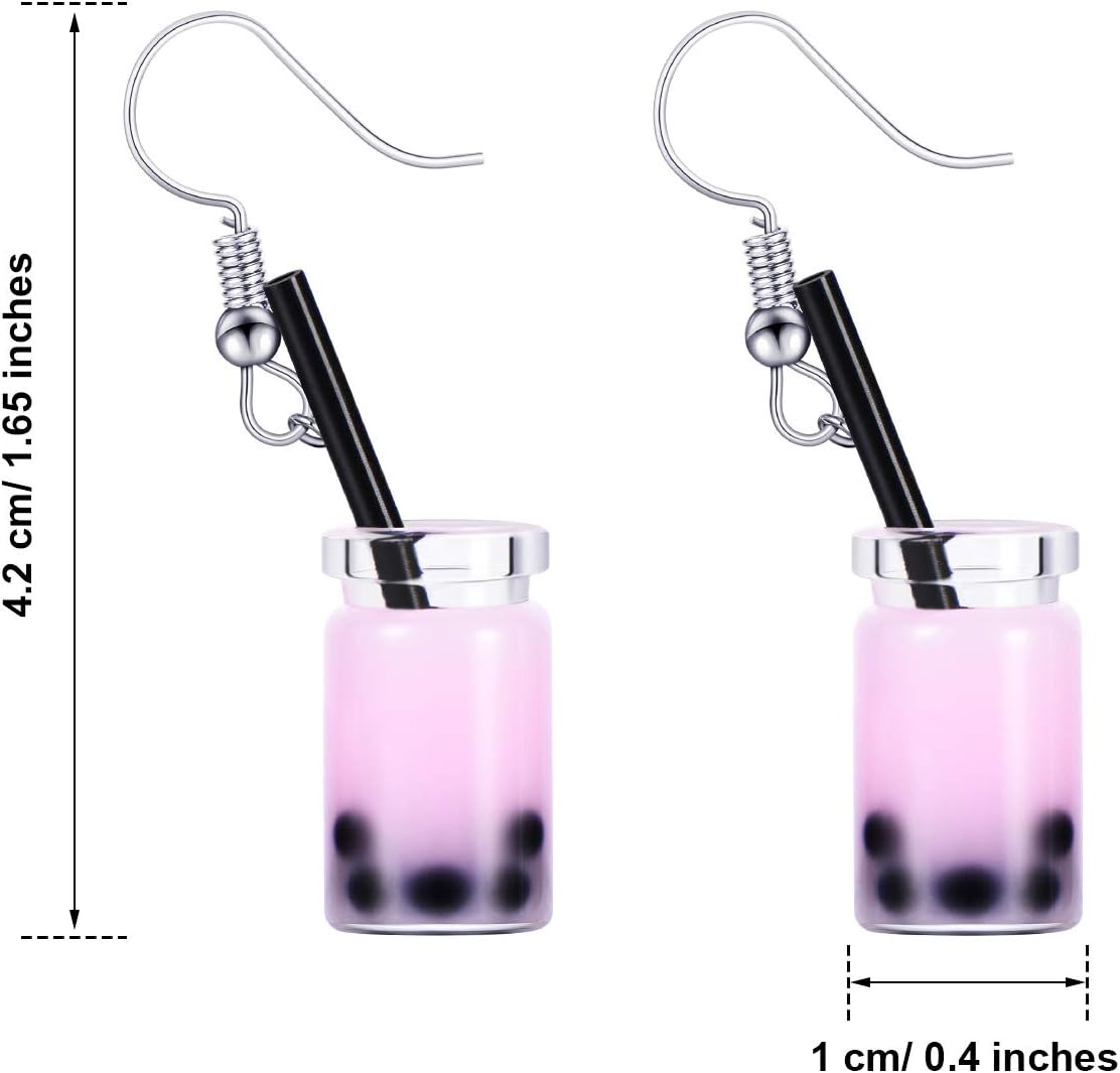 5 Pairs Cute Bubble Tea Dangle Earrings Bubble Milk Tea Drop Earrings Colorful Creative Funny Jewelry for Women Gift - Image 2