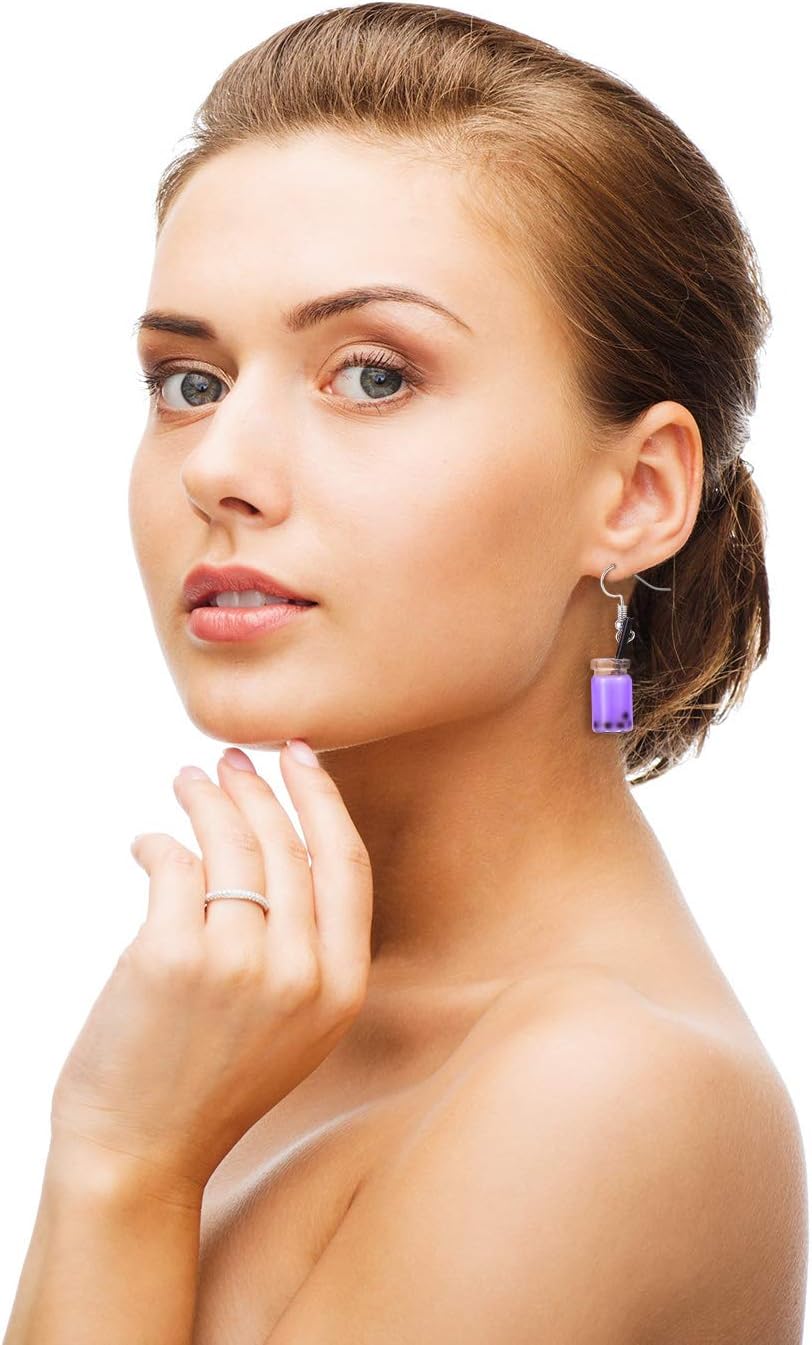 5 Pairs Cute Bubble Tea Dangle Earrings Bubble Milk Tea Drop Earrings Colorful Creative Funny Jewelry for Women Gift - Image 5