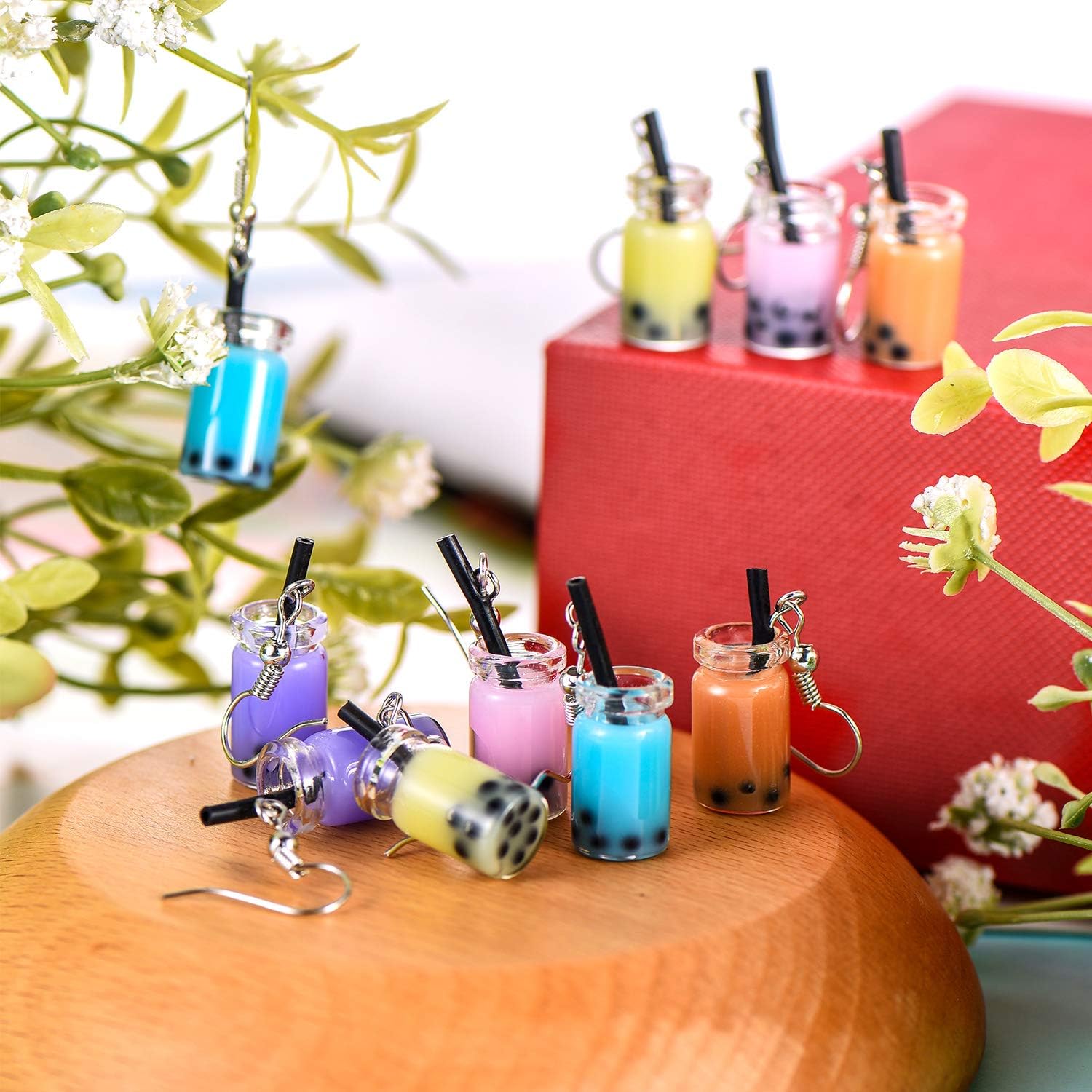 5 Pairs Cute Bubble Tea Dangle Earrings Bubble Milk Tea Drop Earrings Colorful Creative Funny Jewelry for Women Gift - Image 6