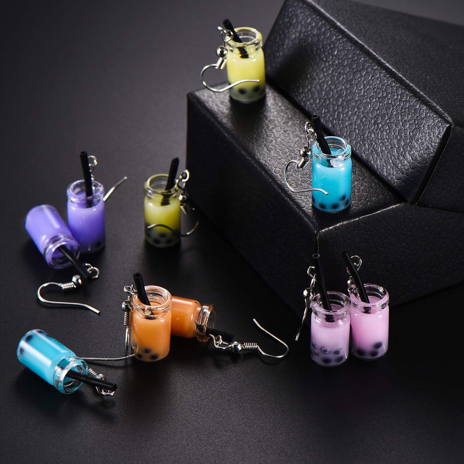 5 Pairs Cute Bubble Tea Dangle Earrings Bubble Milk Tea Drop Earrings Colorful Creative Funny Jewelry for Women Gift - Image 7
