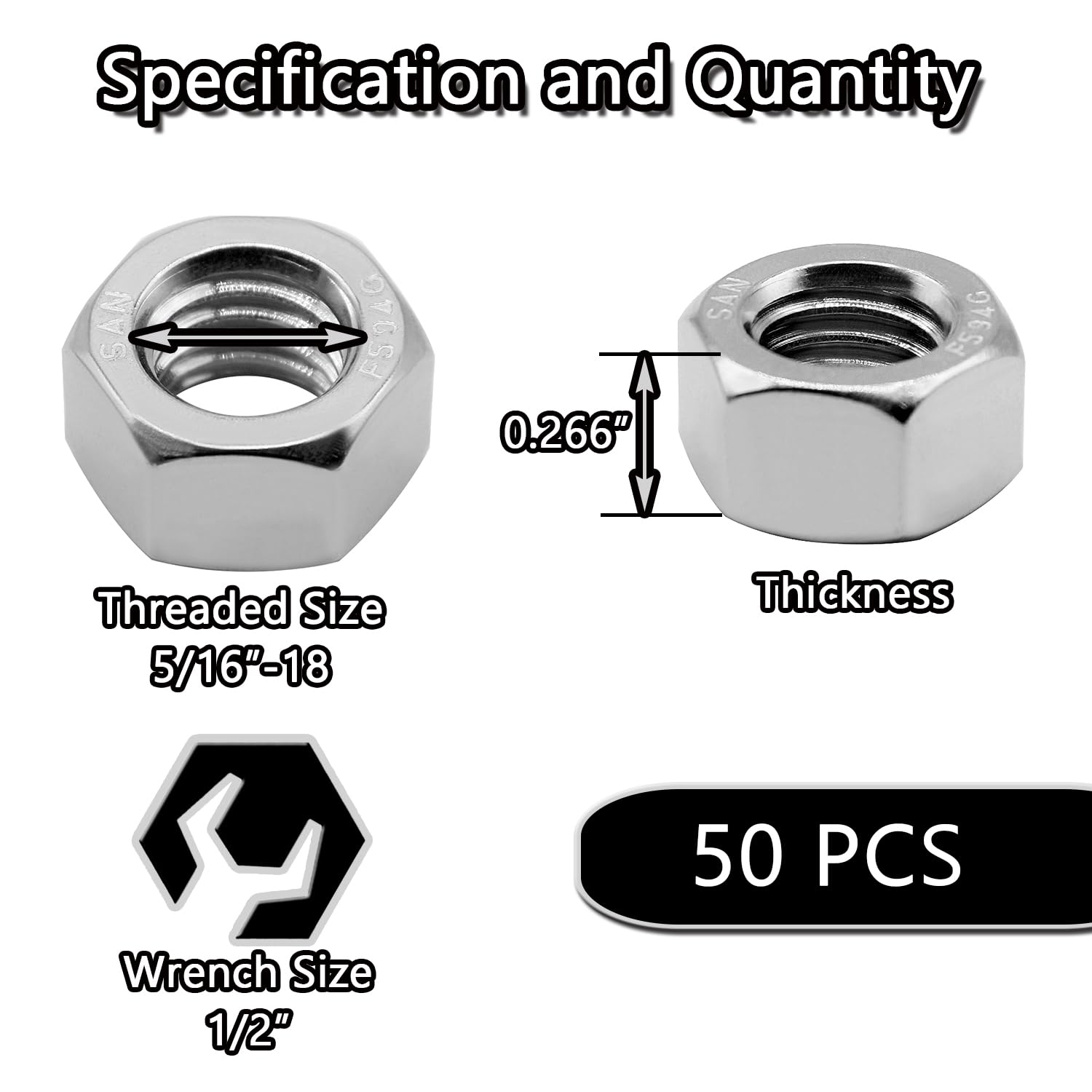 50PCS 5/16
