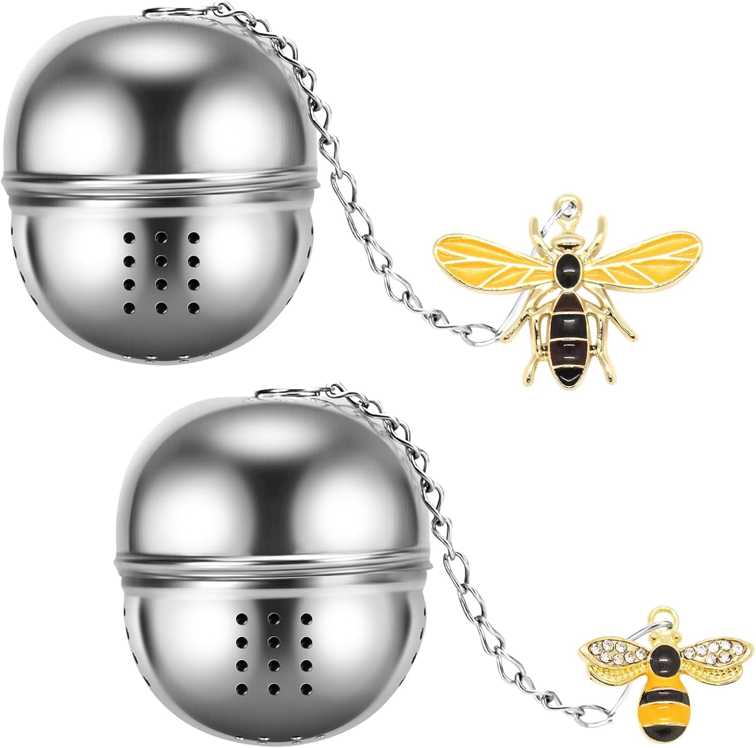 2Pcs Stainless Steel Mesh Tea Infuser, 2.1 inch Tea Infuser Ball with Cute Honey Bee Pendant,Tea Strainer Tea Diffuser Tea Steeper for Filtering Tea,Tea Infusers for Loose Tea - Image 1