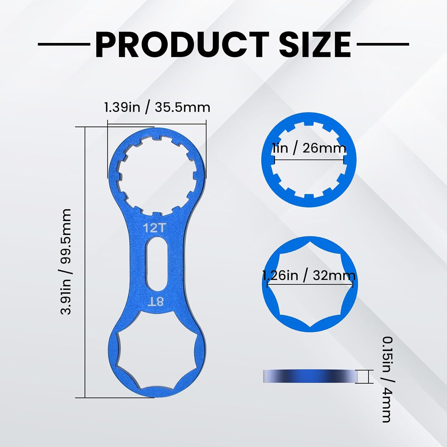 2Pcs Bicycle Fork Cap Wrench, Aluminium Alloy Bike Front Fork Repair Tool, Suspension Forks Cap Spaner Suitable for XCR/XCM/XCT/RST, Blue - Image 2