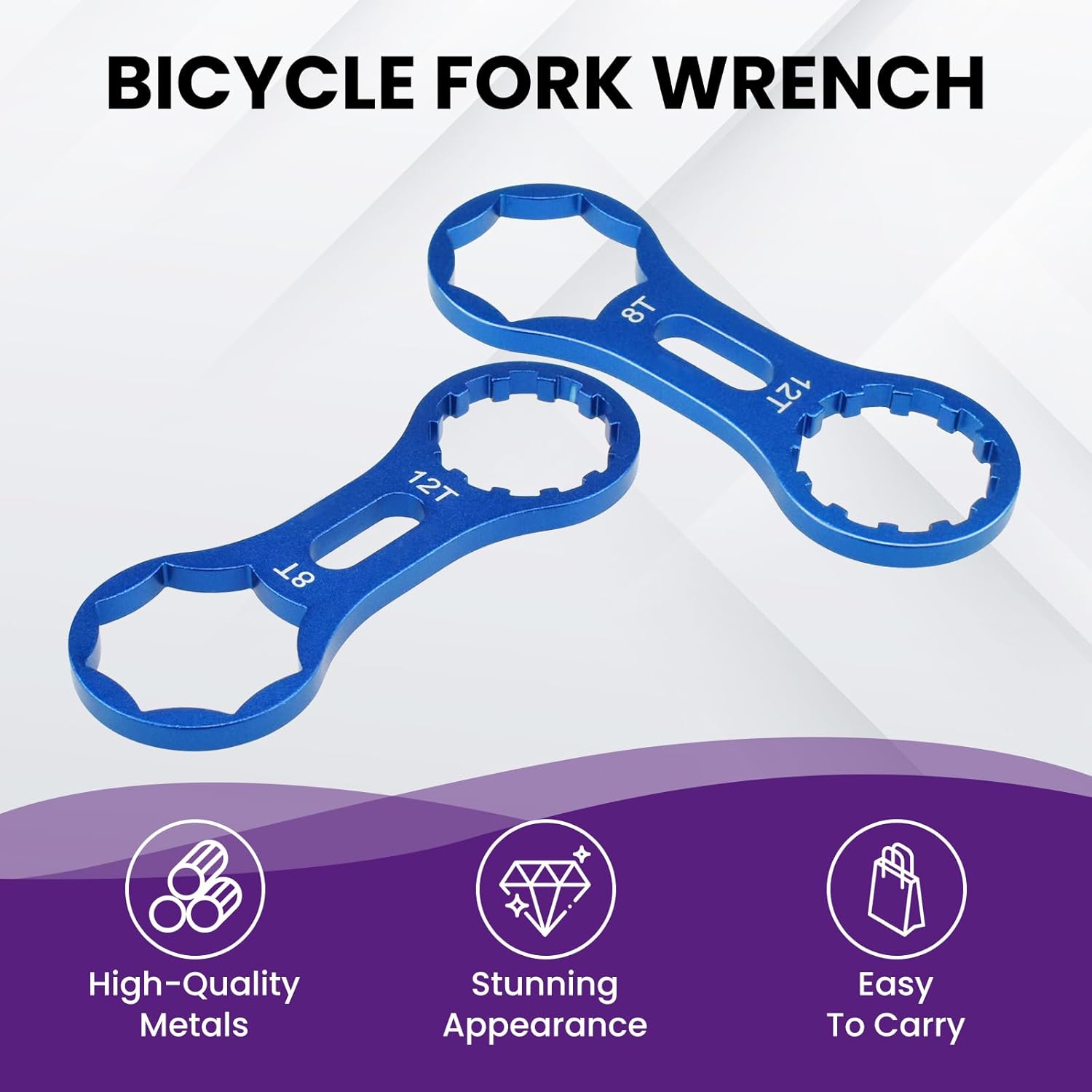 2Pcs Bicycle Fork Cap Wrench, Aluminium Alloy Bike Front Fork Repair Tool, Suspension Forks Cap Spaner Suitable for XCR/XCM/XCT/RST, Blue - Image 3