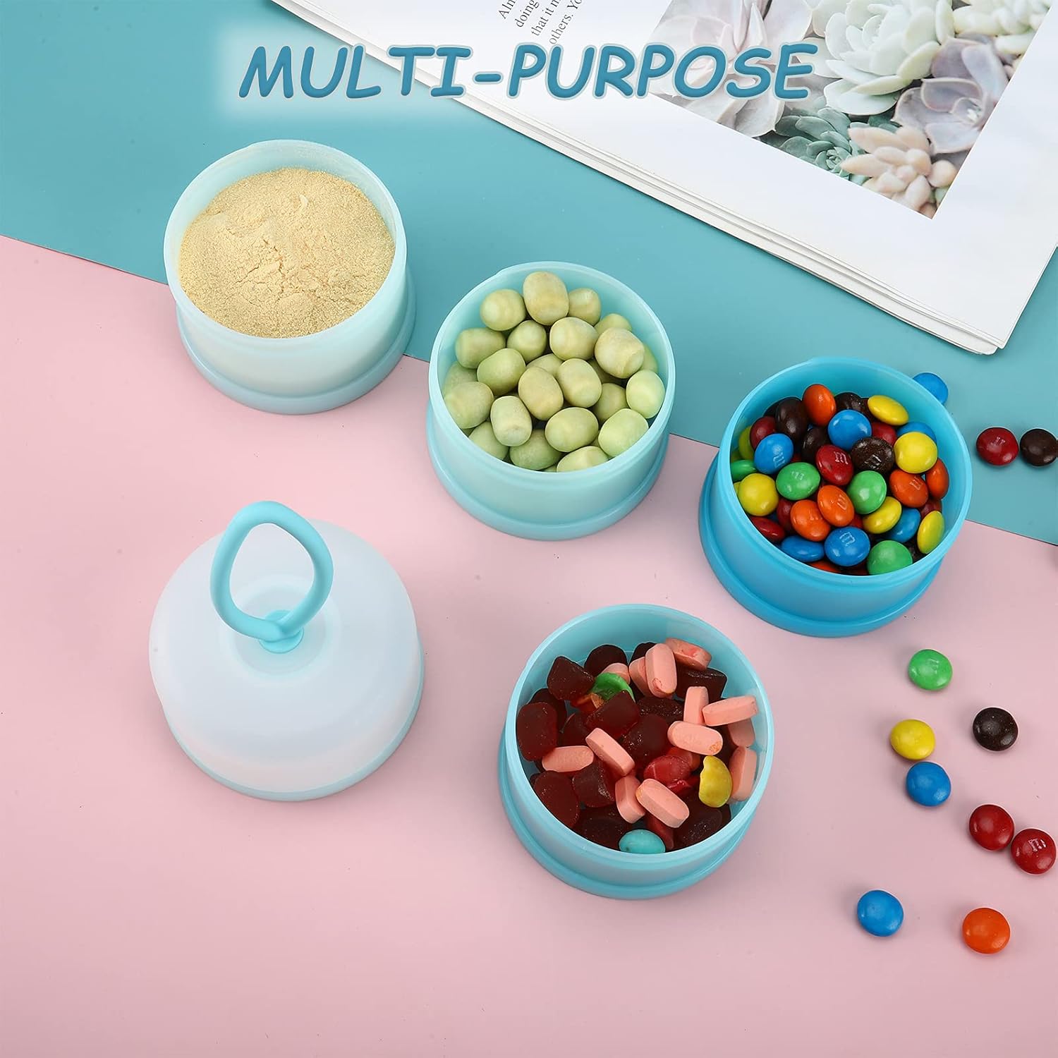 Baby Formula Dispenser On The Go, Stackable Formula Dispenser Formula Container to Go, Non-Spill Portable Milk Powder Kids Snack Storage Container, BPA Free - Image 4