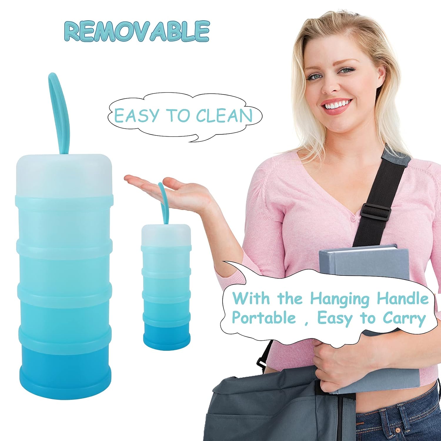 Baby Formula Dispenser On The Go, Stackable Formula Dispenser Formula Container to Go, Non-Spill Portable Milk Powder Kids Snack Storage Container, BPA Free - Image 6