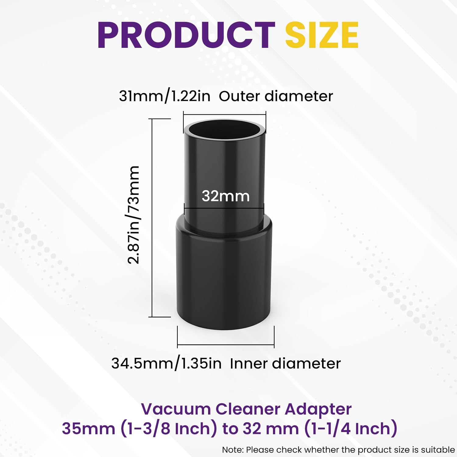 2Pcs Universal Vacuum Hose Adapter, 1-3/8