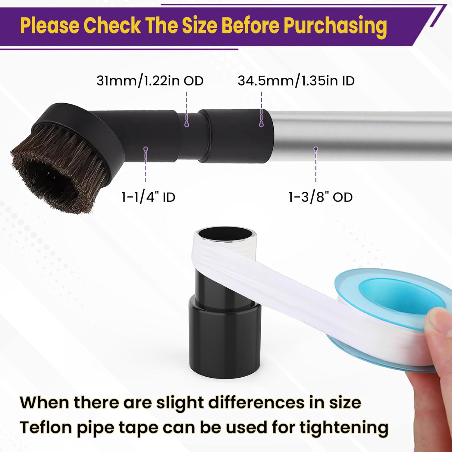 2Pcs Universal Vacuum Hose Adapter, 1-3/8