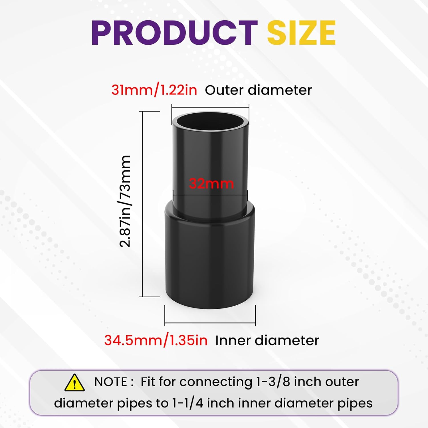 2 Pcs Vacuum Hose Adapter for Connecting 1-3/8