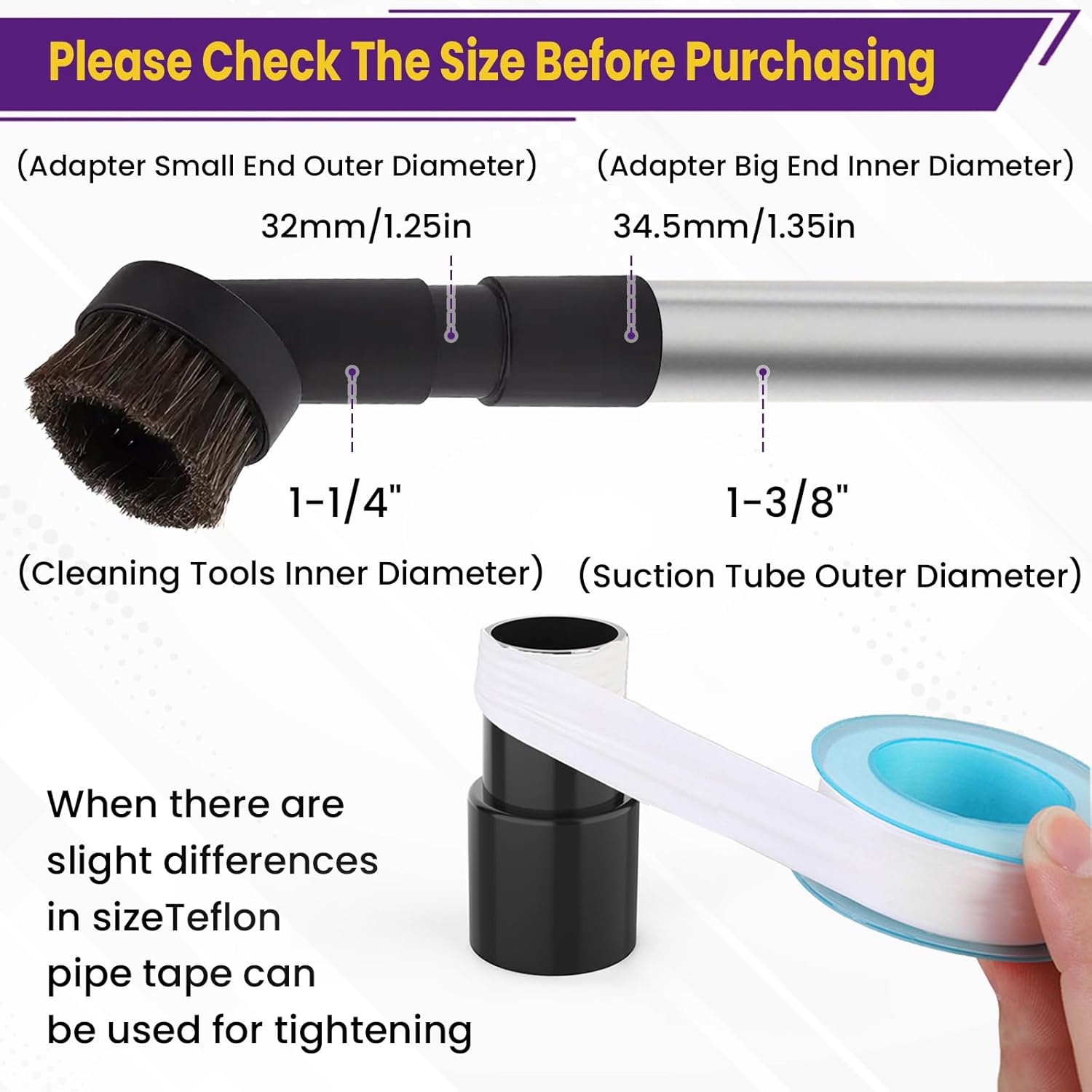 2 Pcs Vacuum Hose Adapter for Connecting 1-3/8