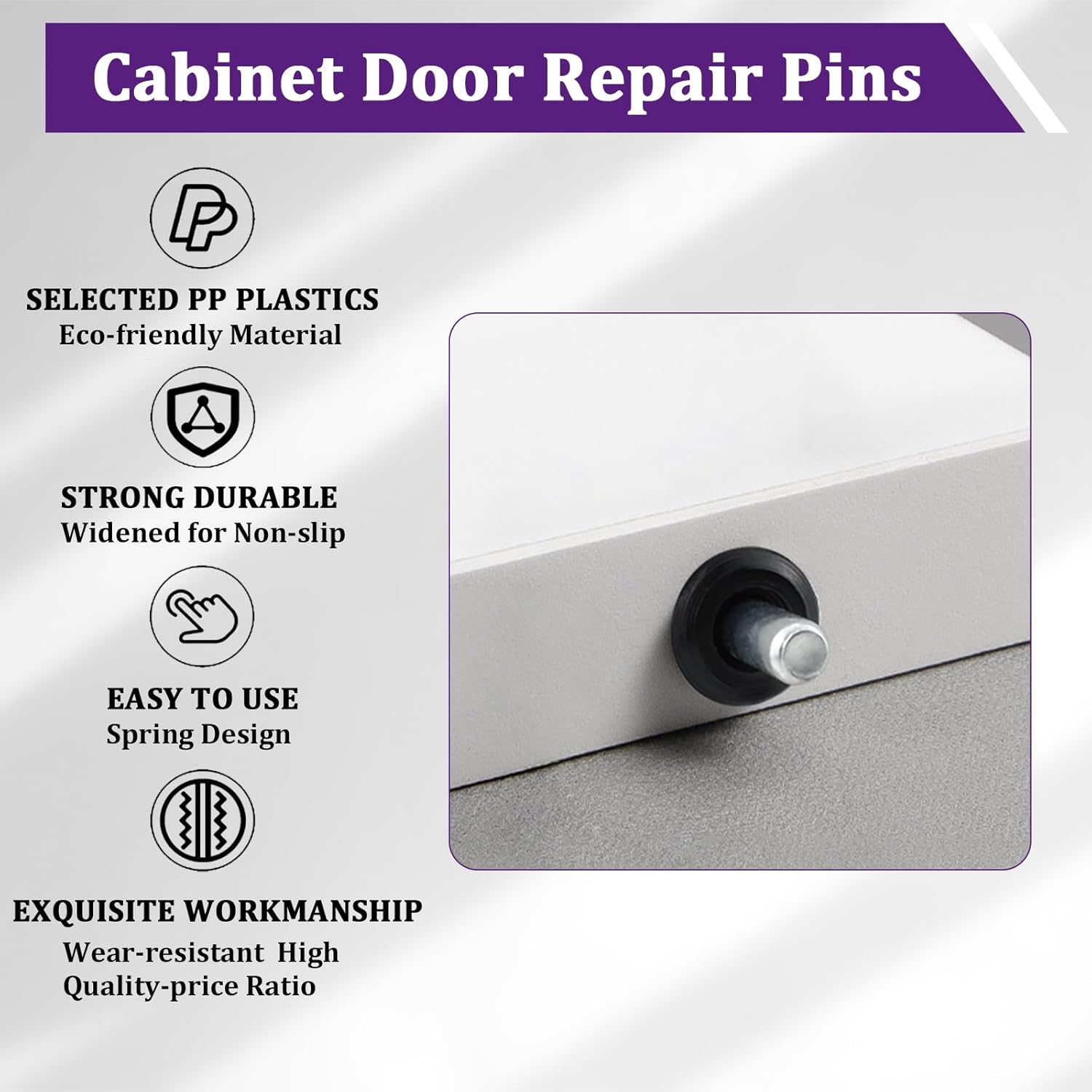 24Pcs Cabinet Door Repair Pins, Damper Replacement Spring Loaded Repair Pins, Furniture Fittings Door Pin, Blinds Repair Pin, Black - Image 2