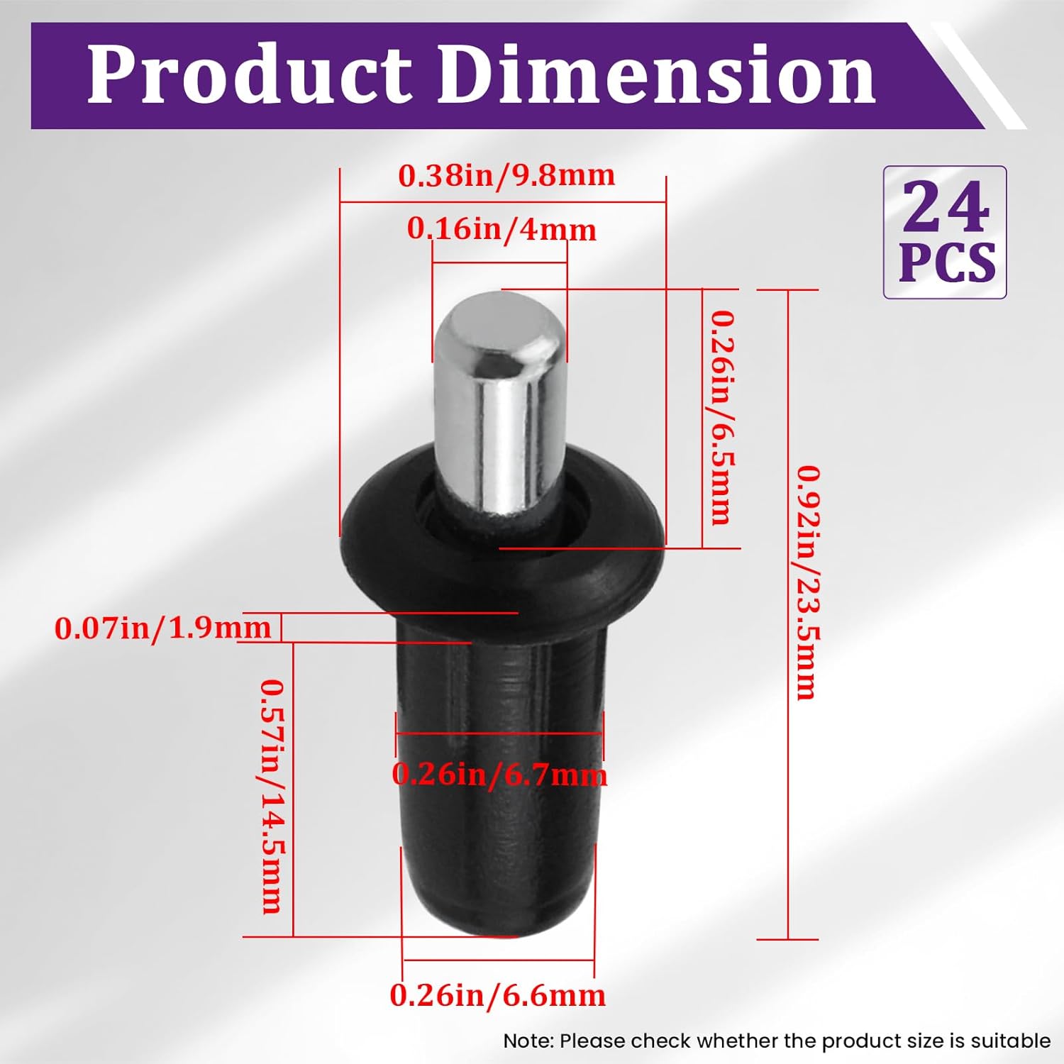 24Pcs Cabinet Door Repair Pins, Damper Replacement Spring Loaded Repair Pins, Furniture Fittings Door Pin, Blinds Repair Pin, Black - Image 3