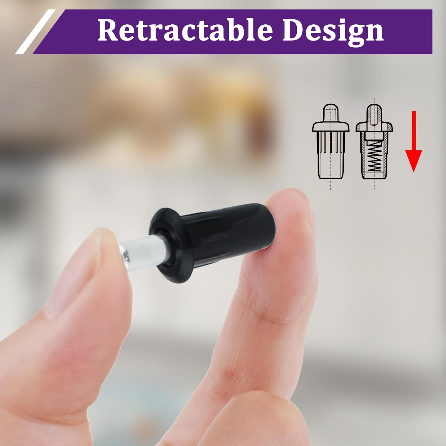 24Pcs Cabinet Door Repair Pins, Damper Replacement Spring Loaded Repair Pins, Furniture Fittings Door Pin, Blinds Repair Pin, Black - Image 5