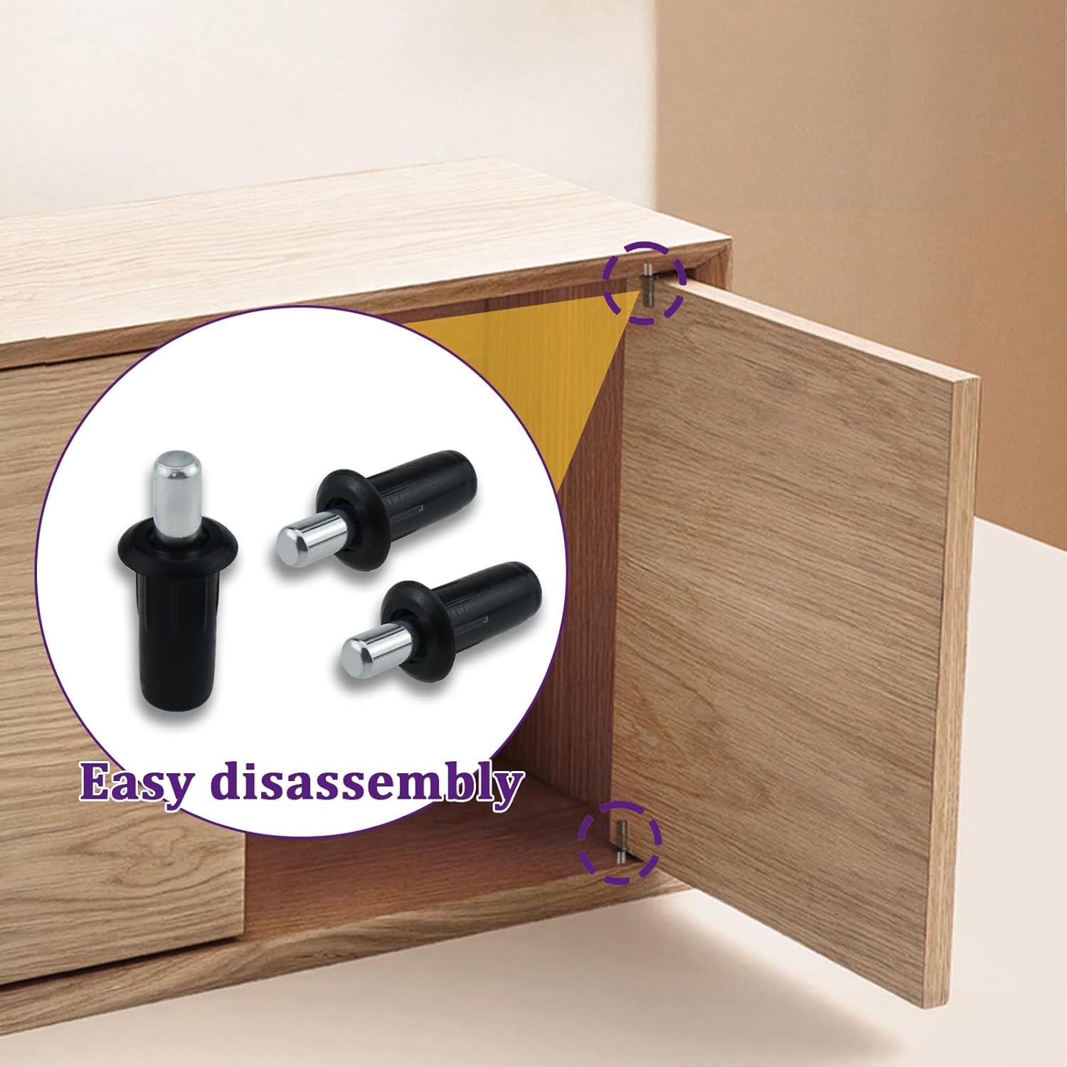 24Pcs Cabinet Door Repair Pins, Damper Replacement Spring Loaded Repair Pins, Furniture Fittings Door Pin, Blinds Repair Pin, Black - Image 6