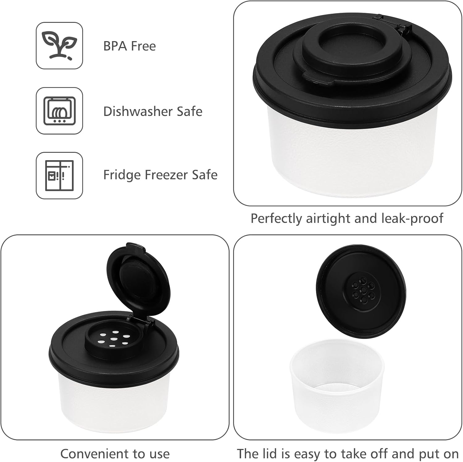 Salt and Pepper Shakers, Mini Salt Shaker to go Moisture Proof Salt Pepper Shakers Spice Container Dispenser for Camping Picnic Lunch Boxes Travel Kitchen - Image 4
