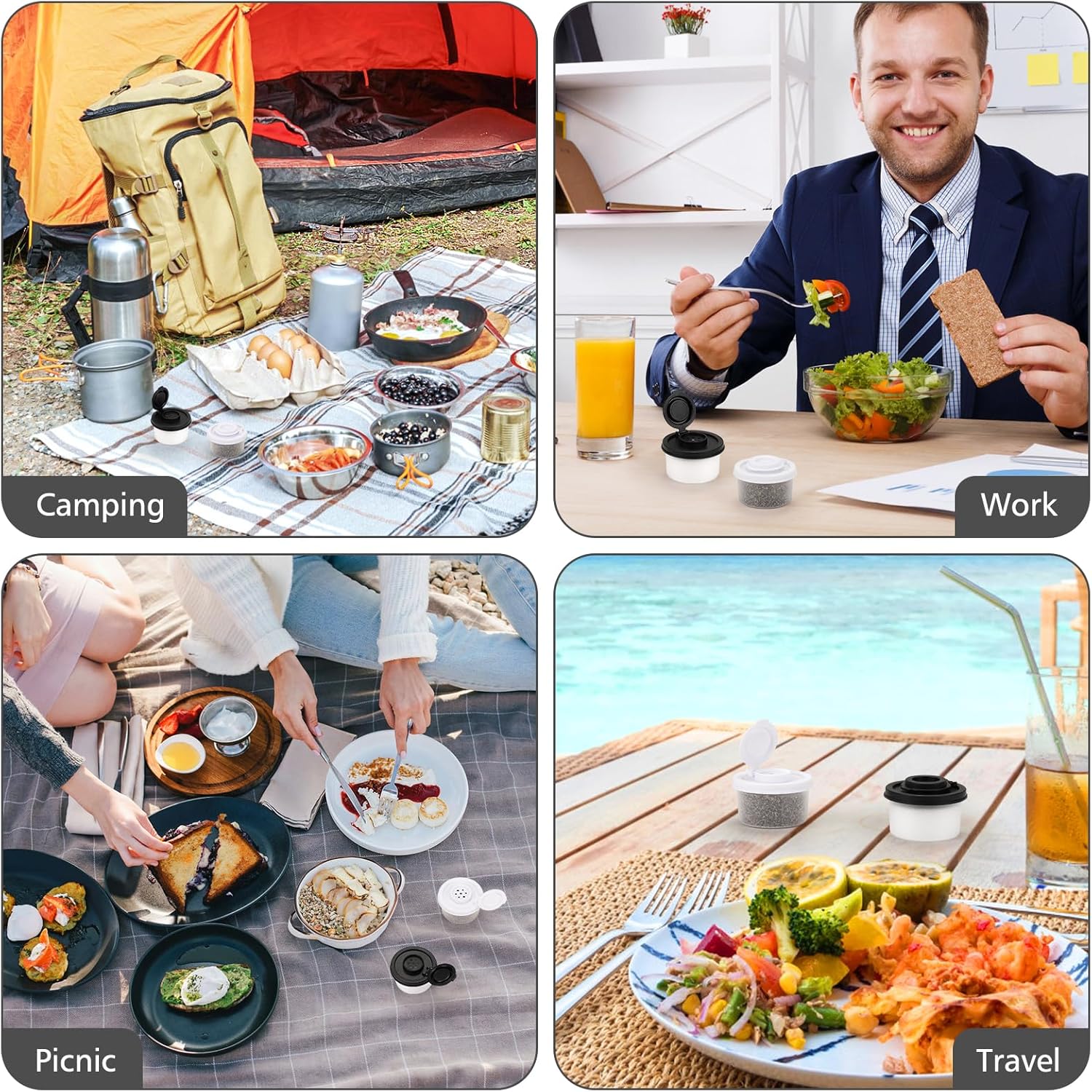 Salt and Pepper Shakers, Mini Salt Shaker to go Moisture Proof Salt Pepper Shakers Spice Container Dispenser for Camping Picnic Lunch Boxes Travel Kitchen - Image 5