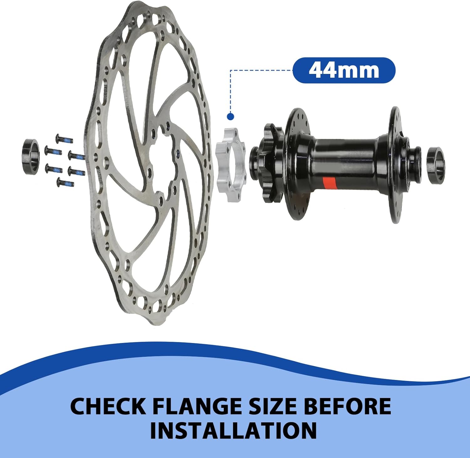 4 Pcs 44MM Bike Freewheel Threaded Hubs Disk Brake Adapter, 1.73-inch Aluminum Alloy 6-Bolt Disc Brake Rotor Flange Adapter, Silver - Image 5