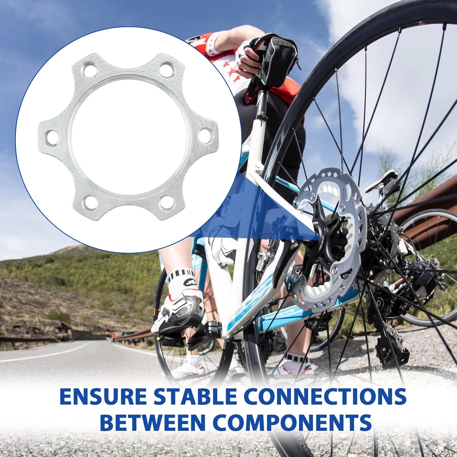 4 Pcs 44MM Bike Freewheel Threaded Hubs Disk Brake Adapter, 1.73-inch Aluminum Alloy 6-Bolt Disc Brake Rotor Flange Adapter, Silver - Image 6