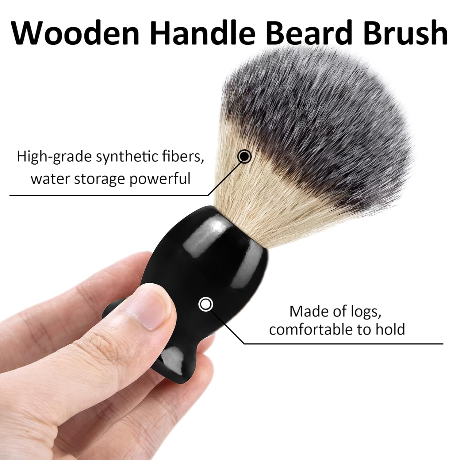 Hand Crafted Shaving Brush with Hard Wood Handle, Men's Luxury Professional Hair Salon Tool Gifts for Men-Black, Perfect Fathers Day Gifts from daughter, wife or Kids - Image 2