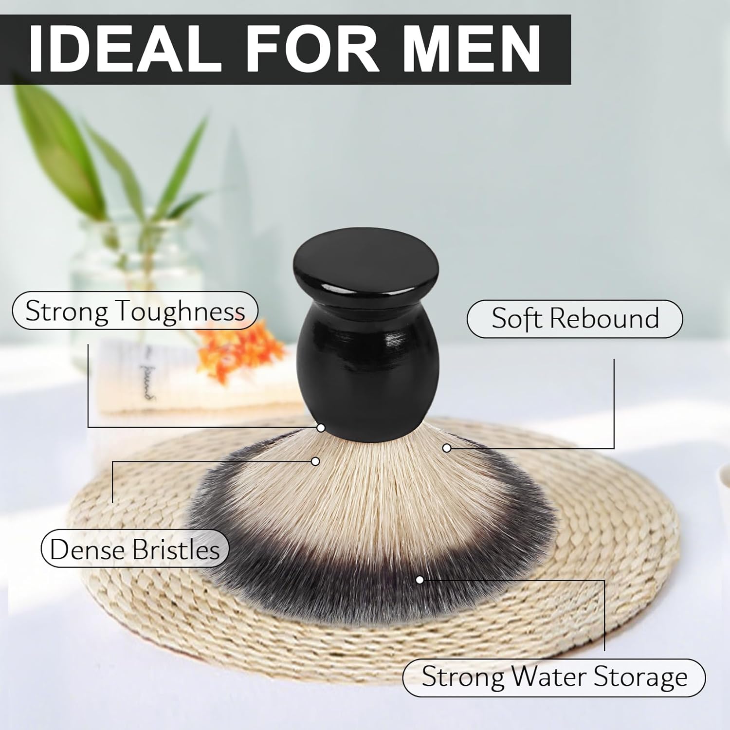 Hand Crafted Shaving Brush with Hard Wood Handle, Men's Luxury Professional Hair Salon Tool Gifts for Men-Black, Perfect Fathers Day Gifts from daughter, wife or Kids - Image 4