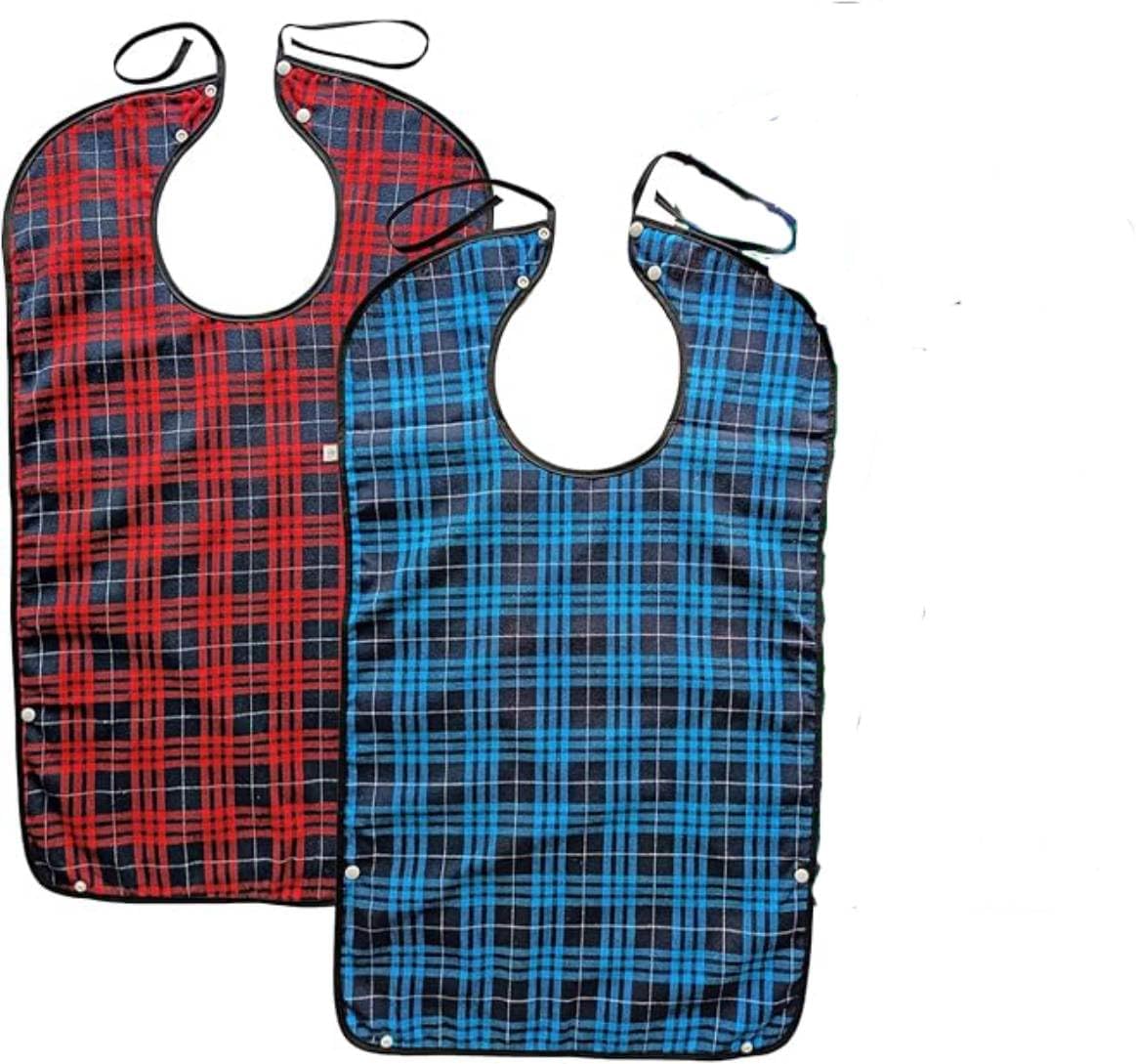 Adult Bibs for Men Women Elderly Reusable Large Adult Bibs Reusable Waterproof Clothing Protector with Crumb Catcher - Image 1