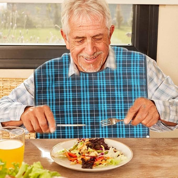 Adult Bibs for Men Women Elderly Reusable Large Adult Bibs Reusable Waterproof Clothing Protector with Crumb Catcher - Image 7