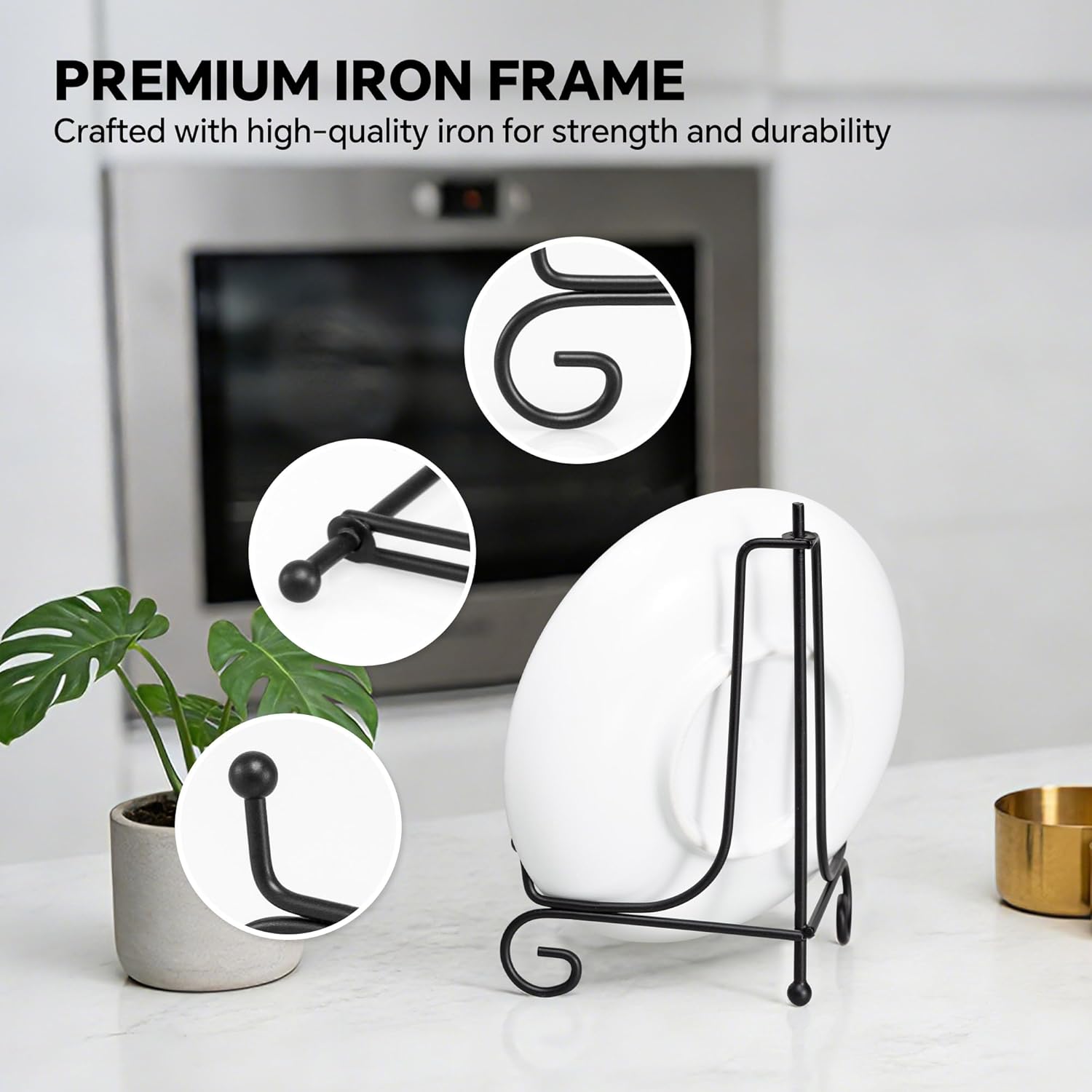 (4 pack)Iron Display Stand, Black Iron Easel Plate Display Photo Holder Stand, Displays Picture Frames, Decorative Plates, Tablets and Art 4 Inch - Image 4