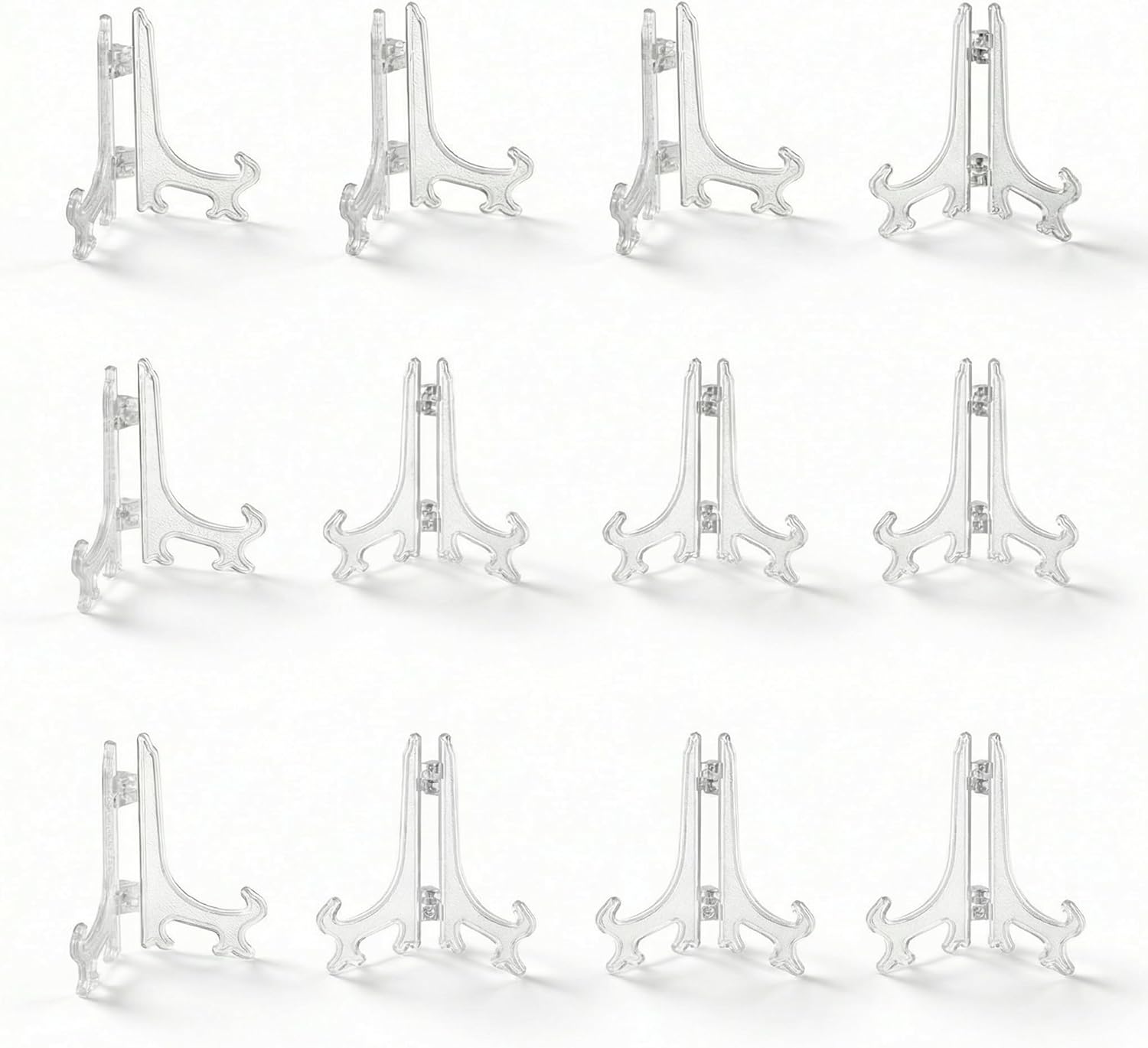 3 Inch Clear Plastic Easels or Stand/Plate Holders to Display Pictures or Other Items at Weddings, Home Decoration, Birthdays, Tables (12 Pack) - Image 1