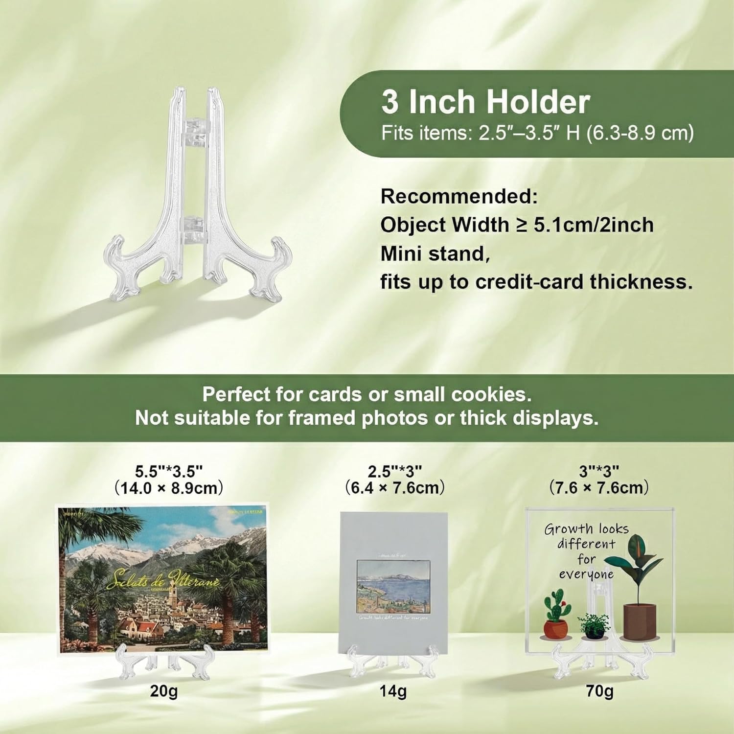 3 Inch Clear Plastic Easels or Stand/Plate Holders to Display Pictures or Other Items at Weddings, Home Decoration, Birthdays, Tables (12 Pack) - Image 4