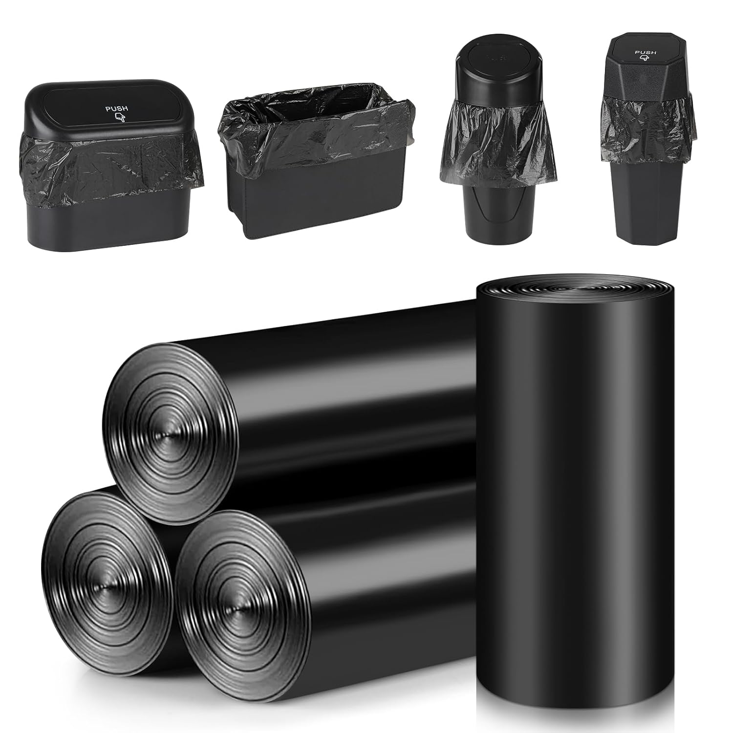 Mini Car Trash Can Bags for Auto Trash Bin, 120 Count Small Garbage Bags Organizer Tear-Resistant, Liner Refills (Vehicle Trash Can is not Included), Black - Image 1