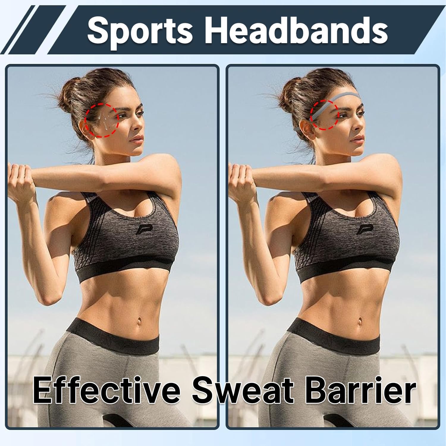 4 Pack Sports Headbands for Women Elastic Non-Slip Absorb Sweat 4 Colors - Image 2