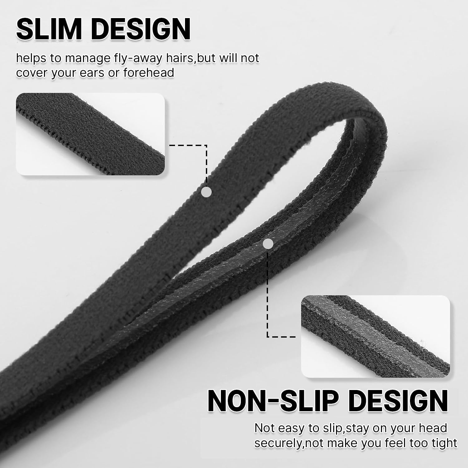 4 Pack Sports Headbands for Women Elastic Non-Slip Absorb Sweat 4 Colors - Image 3