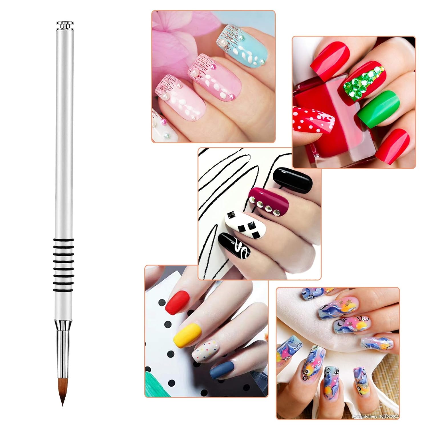 3D Nail Art Brush for Acrylic Powder, Kolinsky Acrylic Nail Brush, Silver Metal with Non-Slip Handle (Size # 2) - Image 6