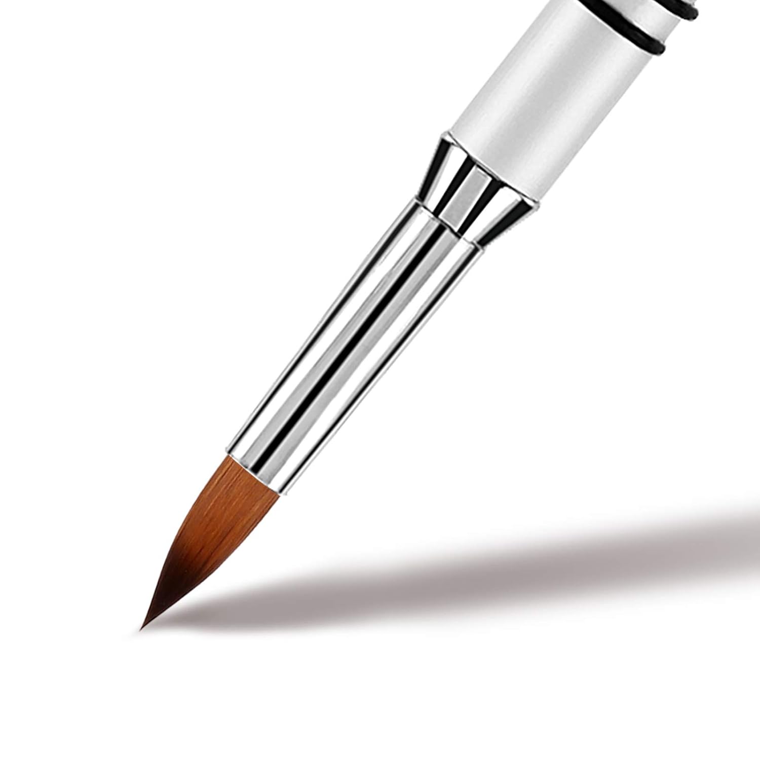 3D Nail Art Brush for Acrylic Powder, Kolinsky Acrylic Nail Brush, Silver Metal with Non-Slip Handle (Size # 2) - Image 7