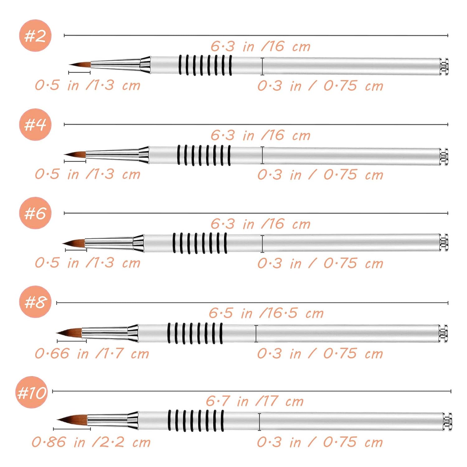 3D Nail Art Brush for Acrylic Powder, Kolinsky Acrylic Nail Brush, Silver Metal with Non-Slip Handle (Size # 2) - Image 8
