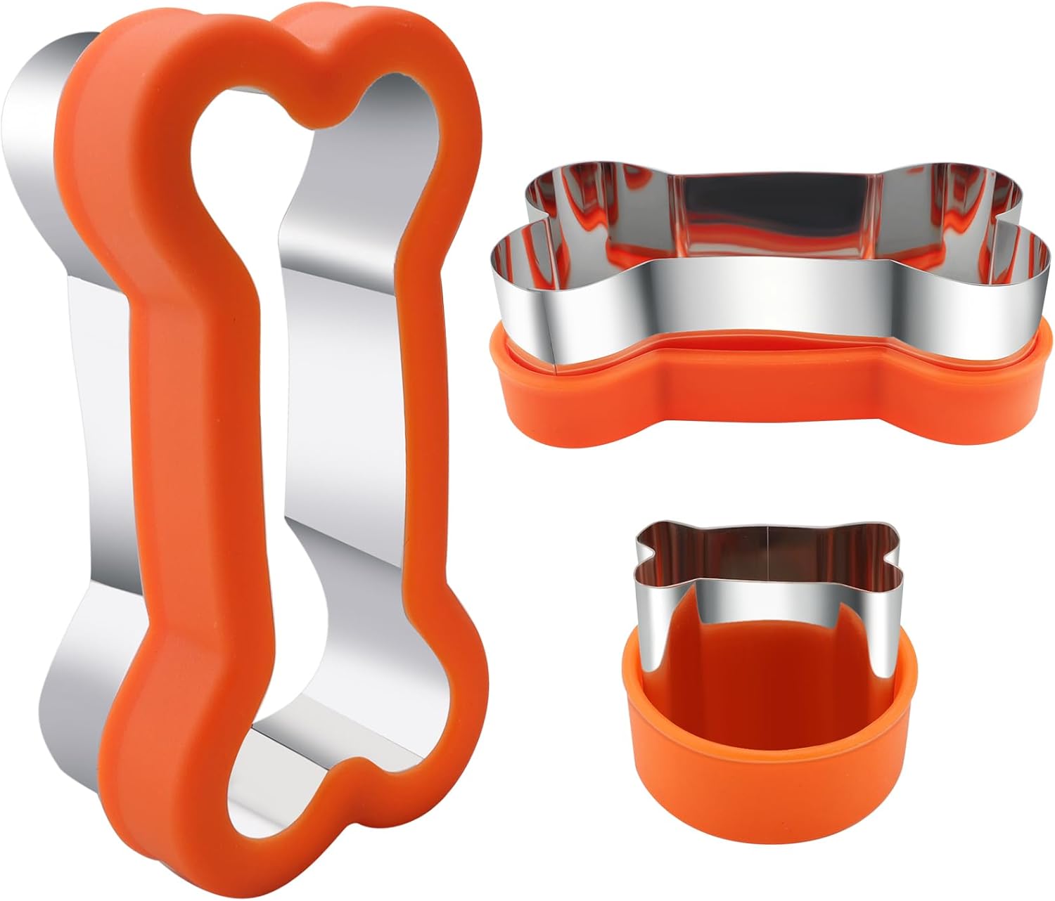 Dog Cookie Cutters Set 3 Piece -3 Different Sizes Of Dog, Bone, and Paw Print Cookie Mold Dog Bone Cutters Stainless Steel Shaped Cutters for Homemade Treats,Cakes and Cookies - Image 1