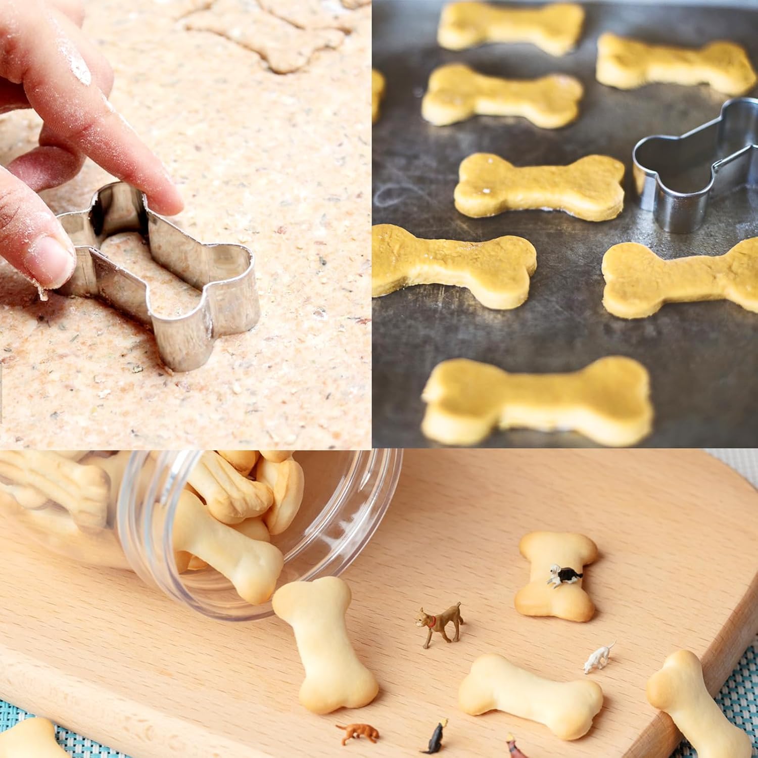 Dog Cookie Cutters Set 3 Piece -3 Different Sizes Of Dog, Bone, and Paw Print Cookie Mold Dog Bone Cutters Stainless Steel Shaped Cutters for Homemade Treats,Cakes and Cookies - Image 4