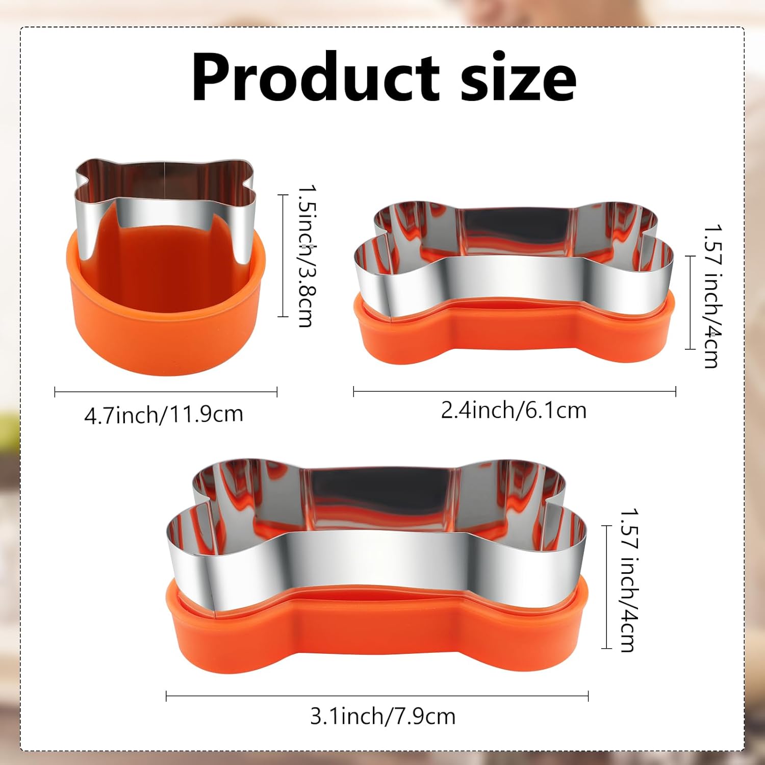 Dog Cookie Cutters Set 3 Piece -3 Different Sizes Of Dog, Bone, and Paw Print Cookie Mold Dog Bone Cutters Stainless Steel Shaped Cutters for Homemade Treats,Cakes and Cookies - Image 7