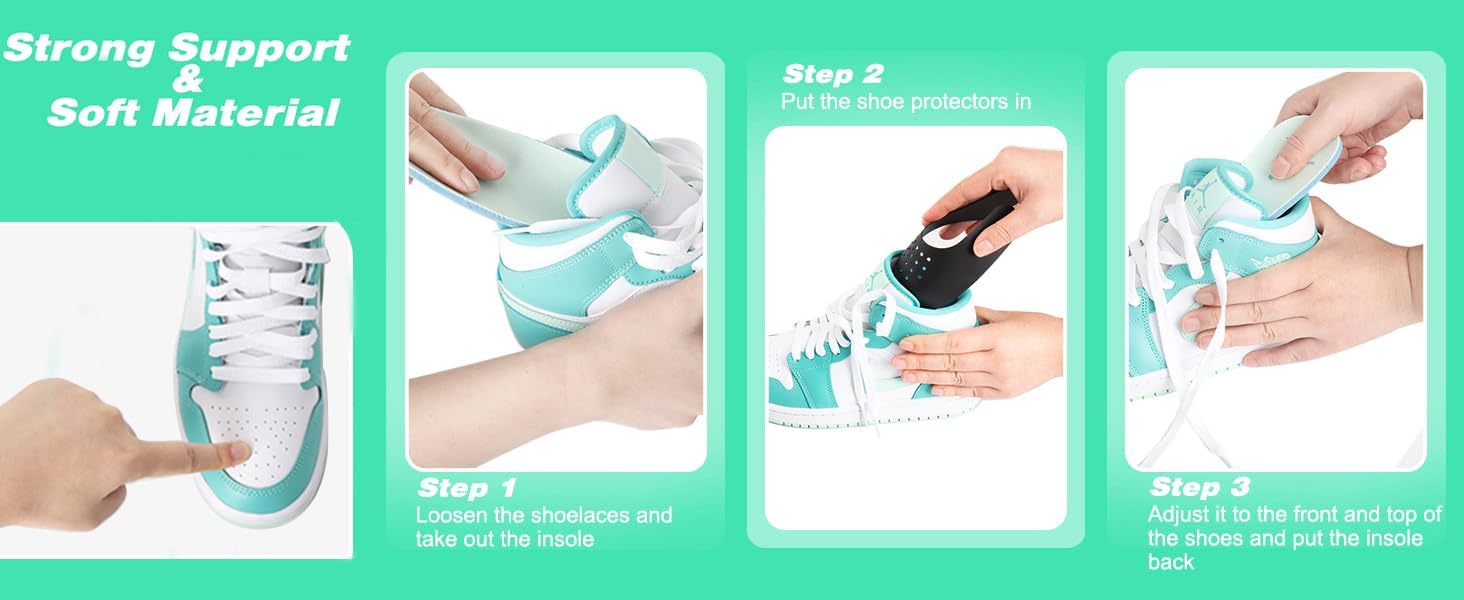 6 Pairs Shoe Crease Protectors for Most Sneakers - Men's 7-12, Women's 5-9 - Image 6