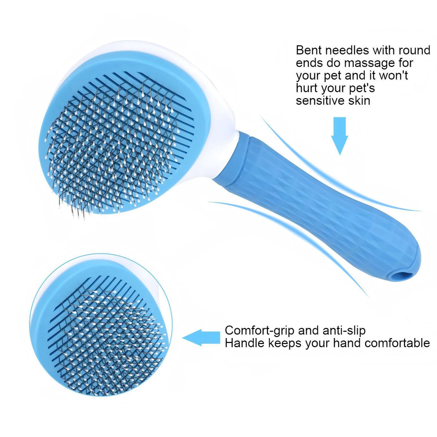 Dog Cat Shedding Brush, Self Cleaning Deshedding Tool for Undercoat, Grooming Rake for Long Short Hair Pets, Skin Friendly Fur Remover - Image 3