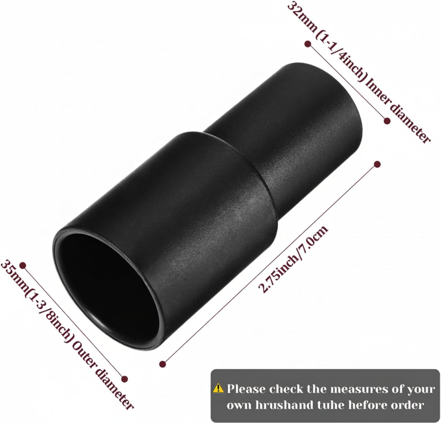 2 Pieces Cleaner Adapter 35mm (1-3/8 Inch) to 32 mm (1-1/4 Inch) for Inner Diameter 32 Brush Fit to Outer Diameter 35 Tube Plastic Vacuum Hose Adapter - Image 2
