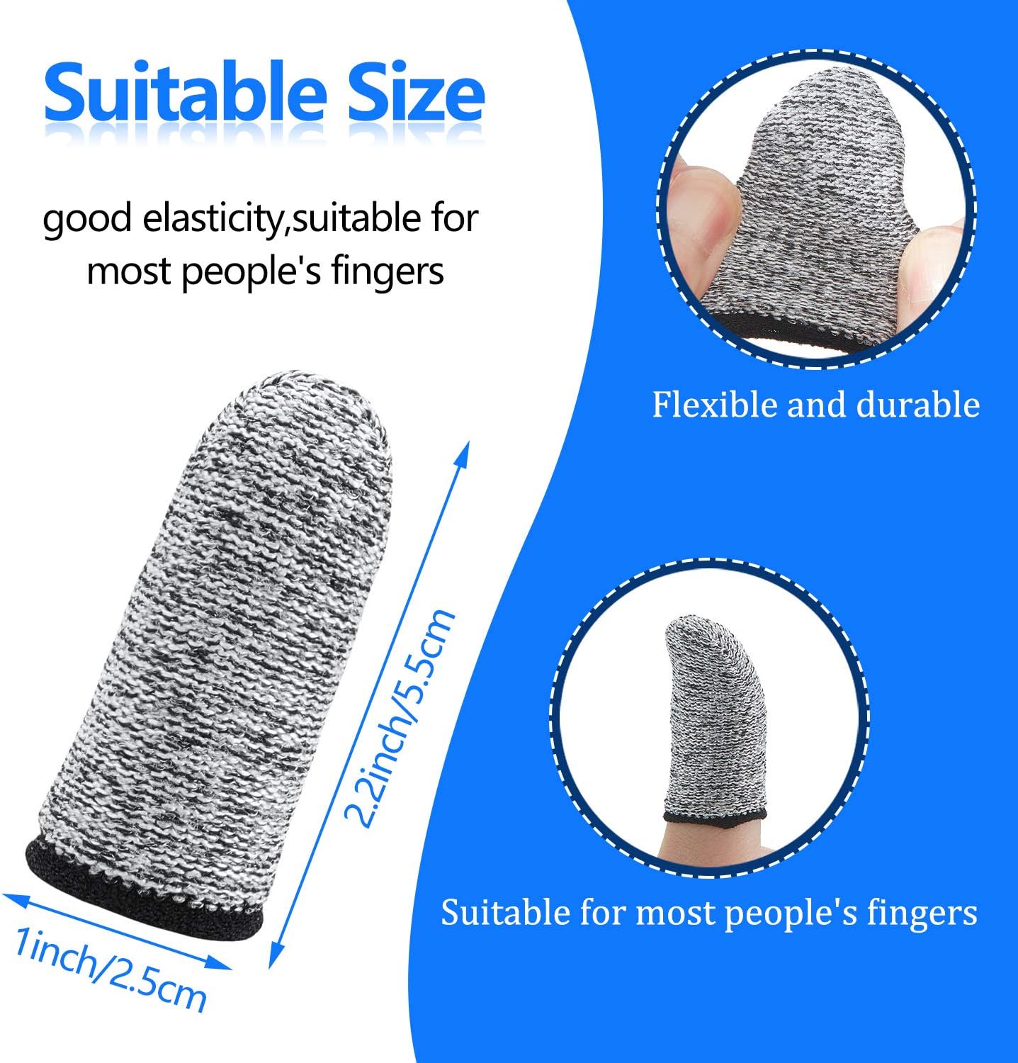 20 Pieces Cut Resistant Finger Cots Protection Reusable Finger Thumb Protector Gloves for Kitchen Sculpture Work (2.2 Inch) - Image 2