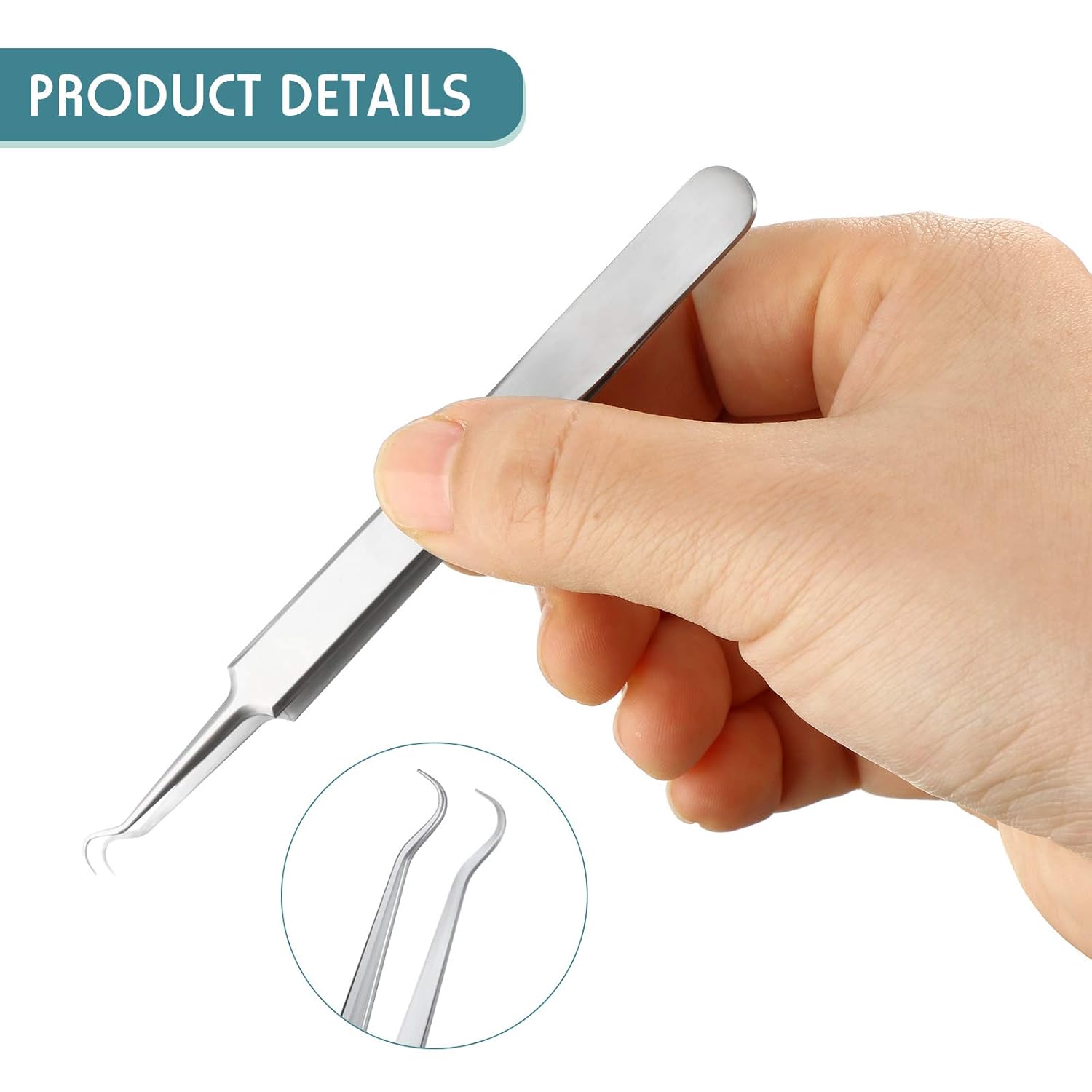 3 Pcs Blackhead Tweezer Stainless Steel Pimple Tweezers Extractor Tool for Remove Zit Whitehead Pimple Bend Curved Tweezer Skin Blackhead Remover Tools(Silver) - Image 3